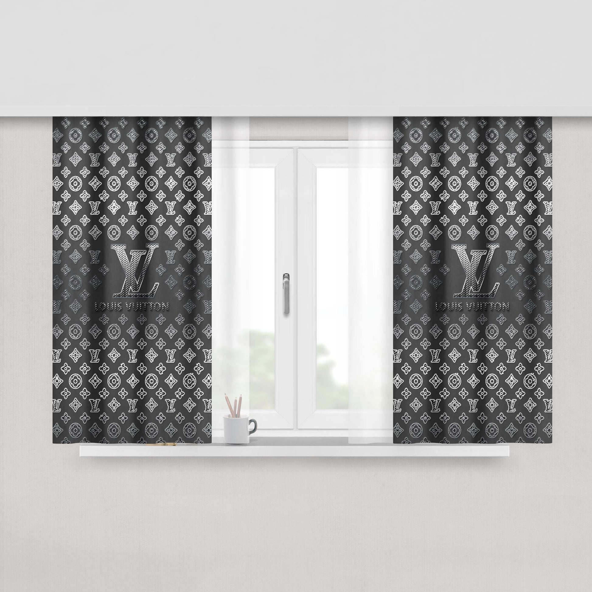 Louis Vuitton Wallpaper Peach Skin Window Curtains
