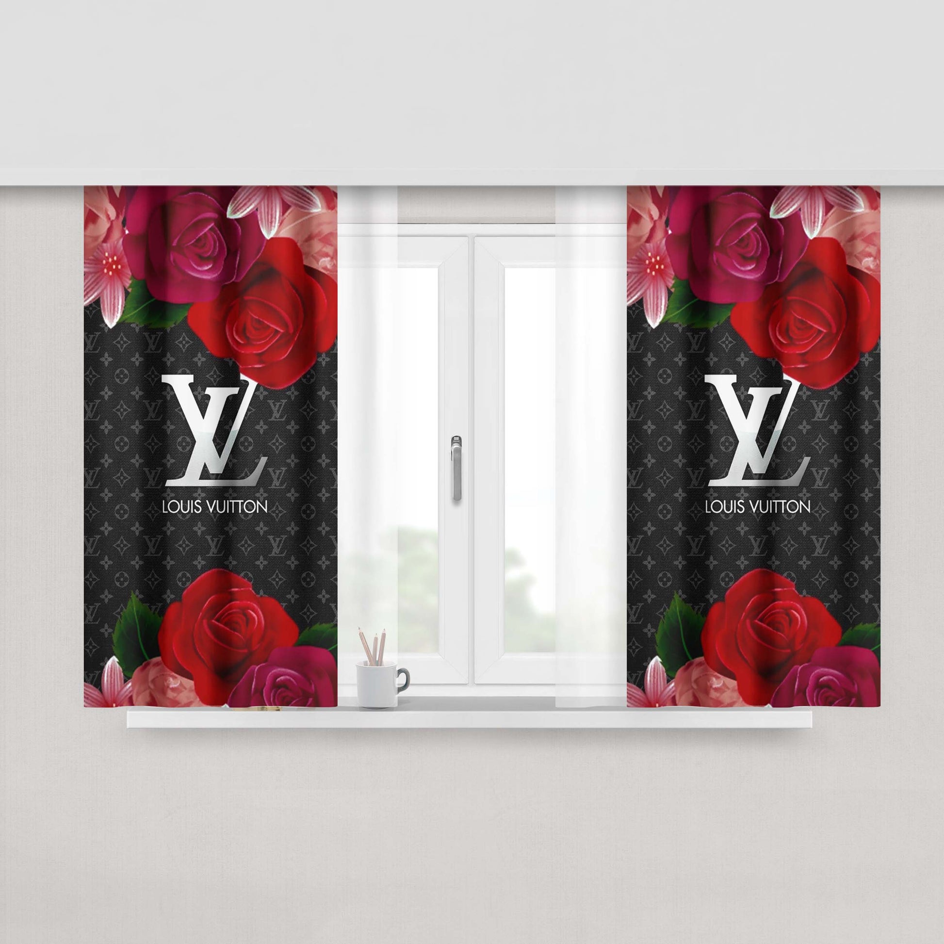 Louis Vuitton With Rose Peach Skin Window Curtains