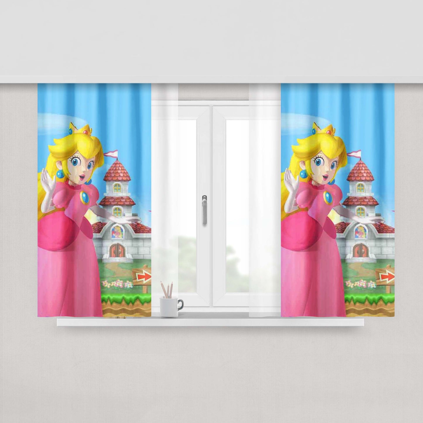 Mario And Princess Peach Left Peach Skin Window Curtains