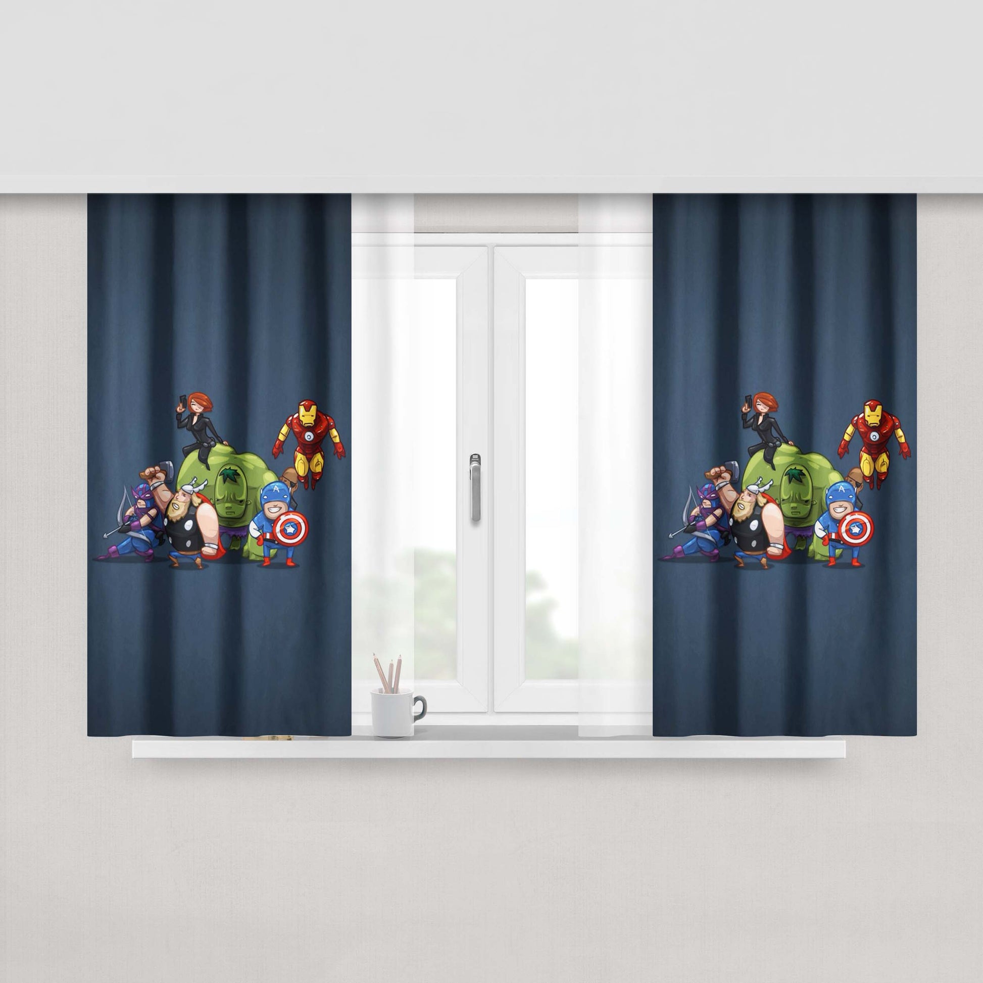 Marvel Chibi Peach Skin Window Curtains