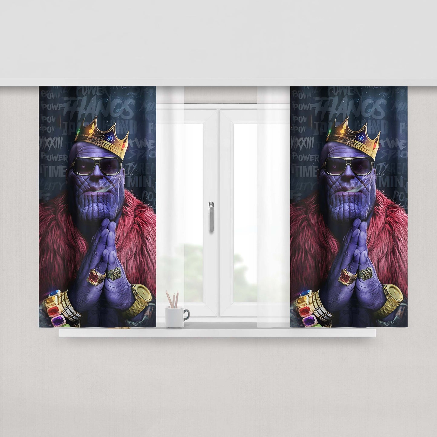 Marvel King Thanos Peach Skin Window Curtains