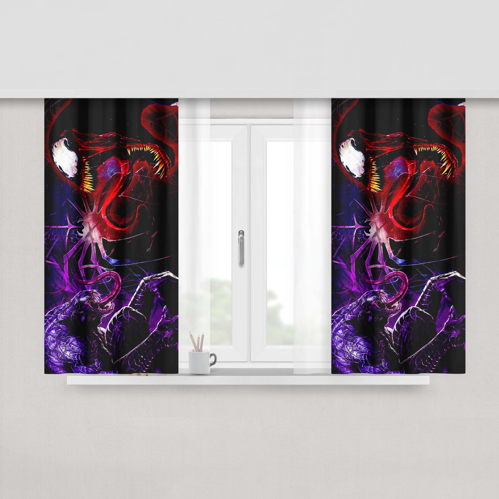 Marvel Rage Of Venom Peach Skin Window Curtains