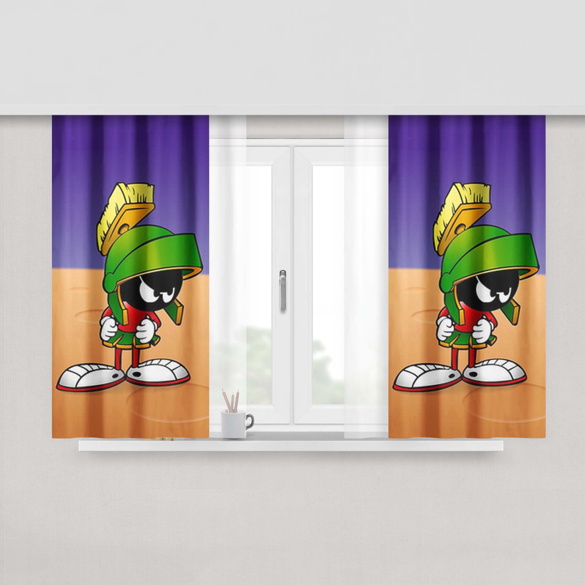 Marvin The Martian Looney Tunes Peach Skin Window Curtains