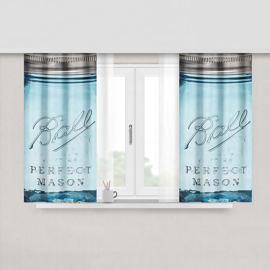 Mason Jar Peach Skin Window Curtains