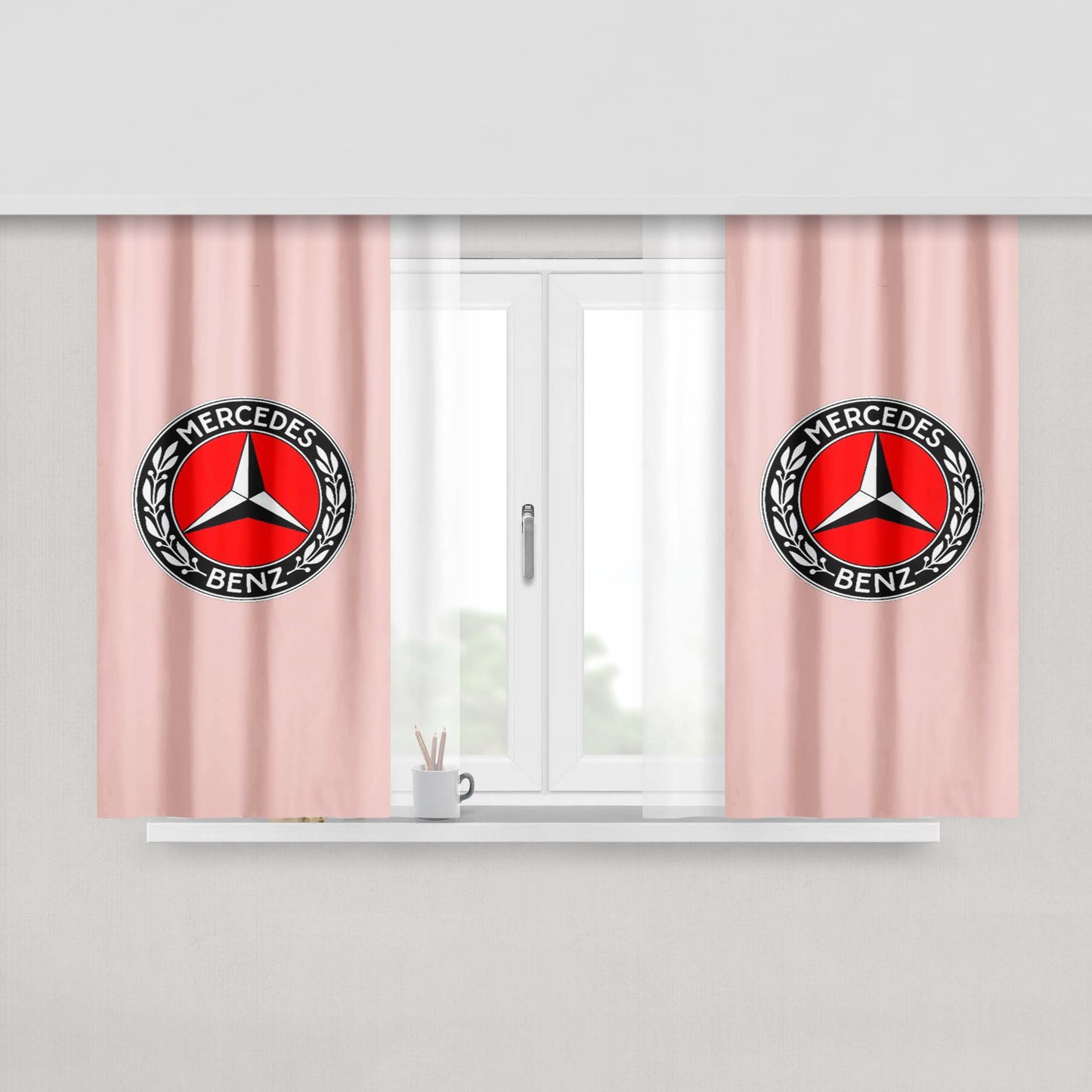 Mercedes Benz Logo Racing Amg Pink Peach Skin Window Curtains