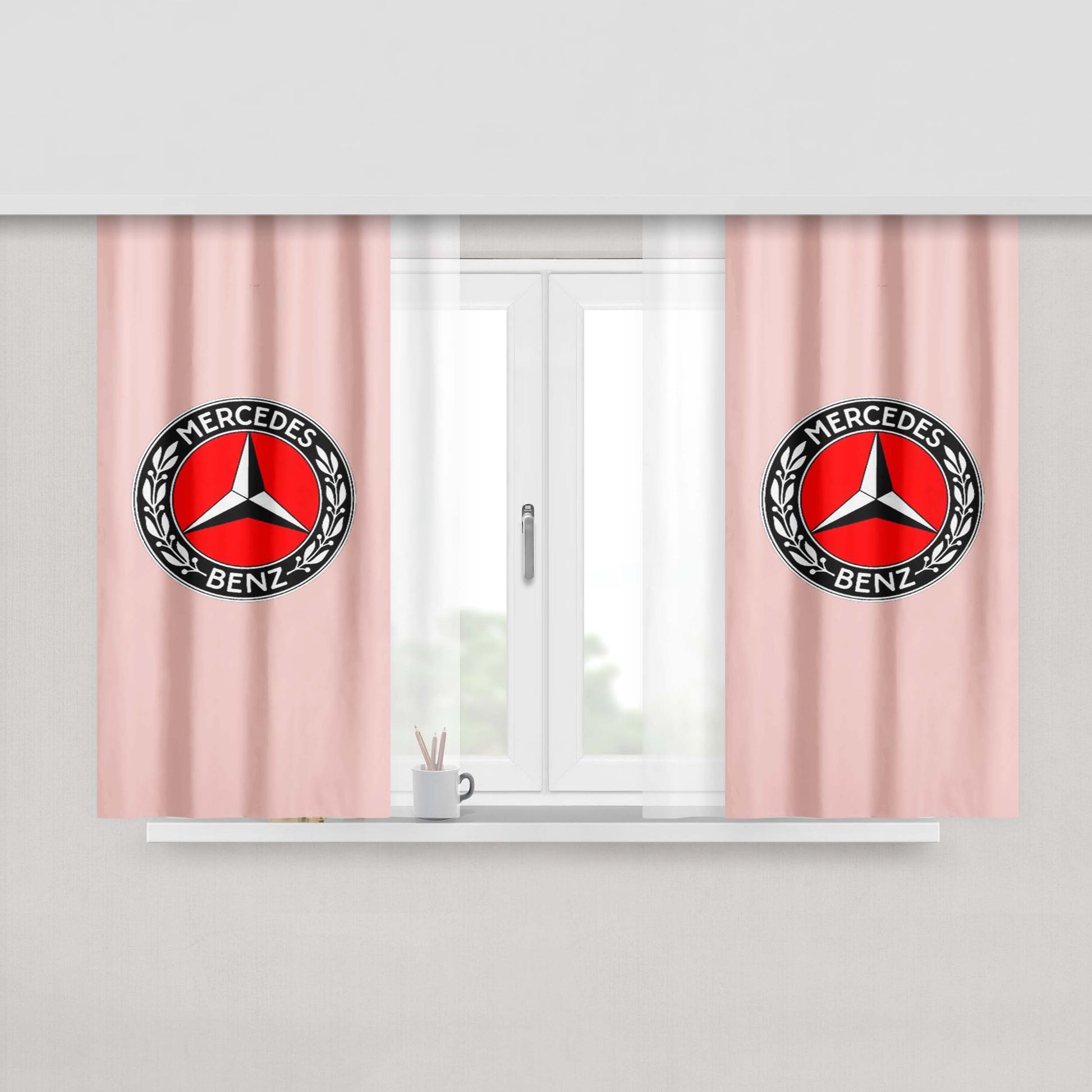 Mercedes Benz Logo Racing Amg Pink Peach Skin Window Curtains