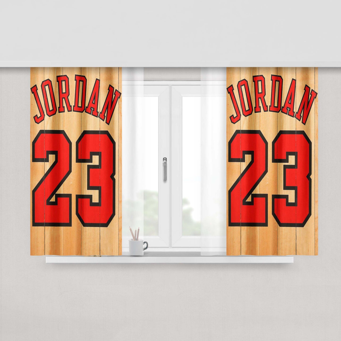 Michael Jordan 23 Basketball Peach Skin Window Curtains
