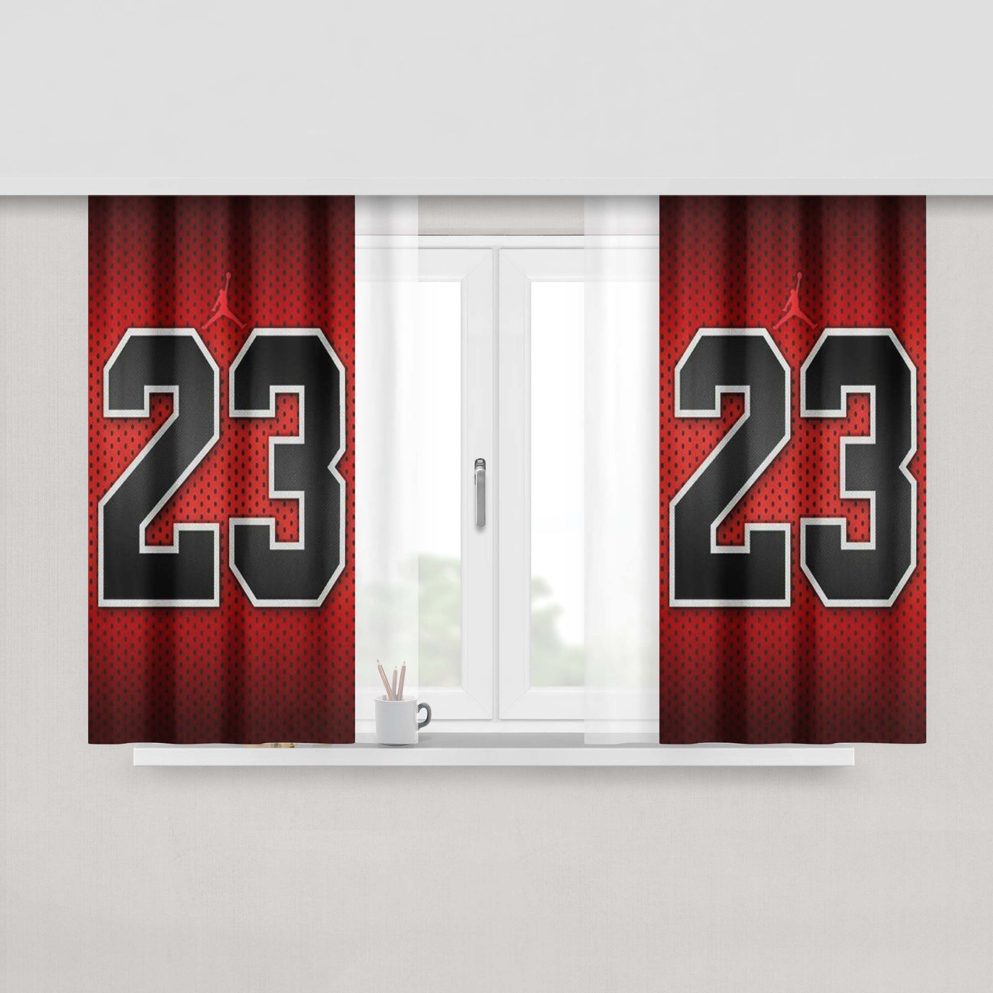 Michael Jordan 23 Peach Skin Window Curtains
