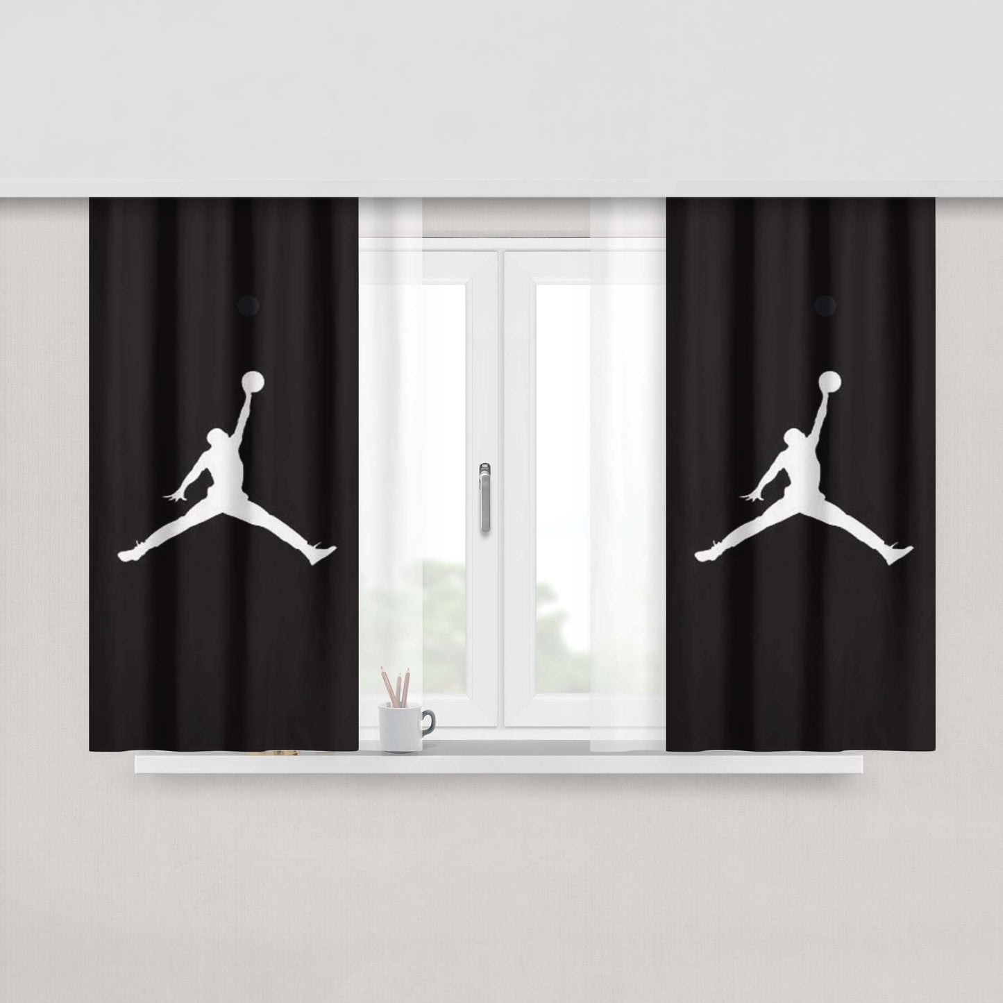 Michael Jordan Bw Logo Peach Skin Window Curtains