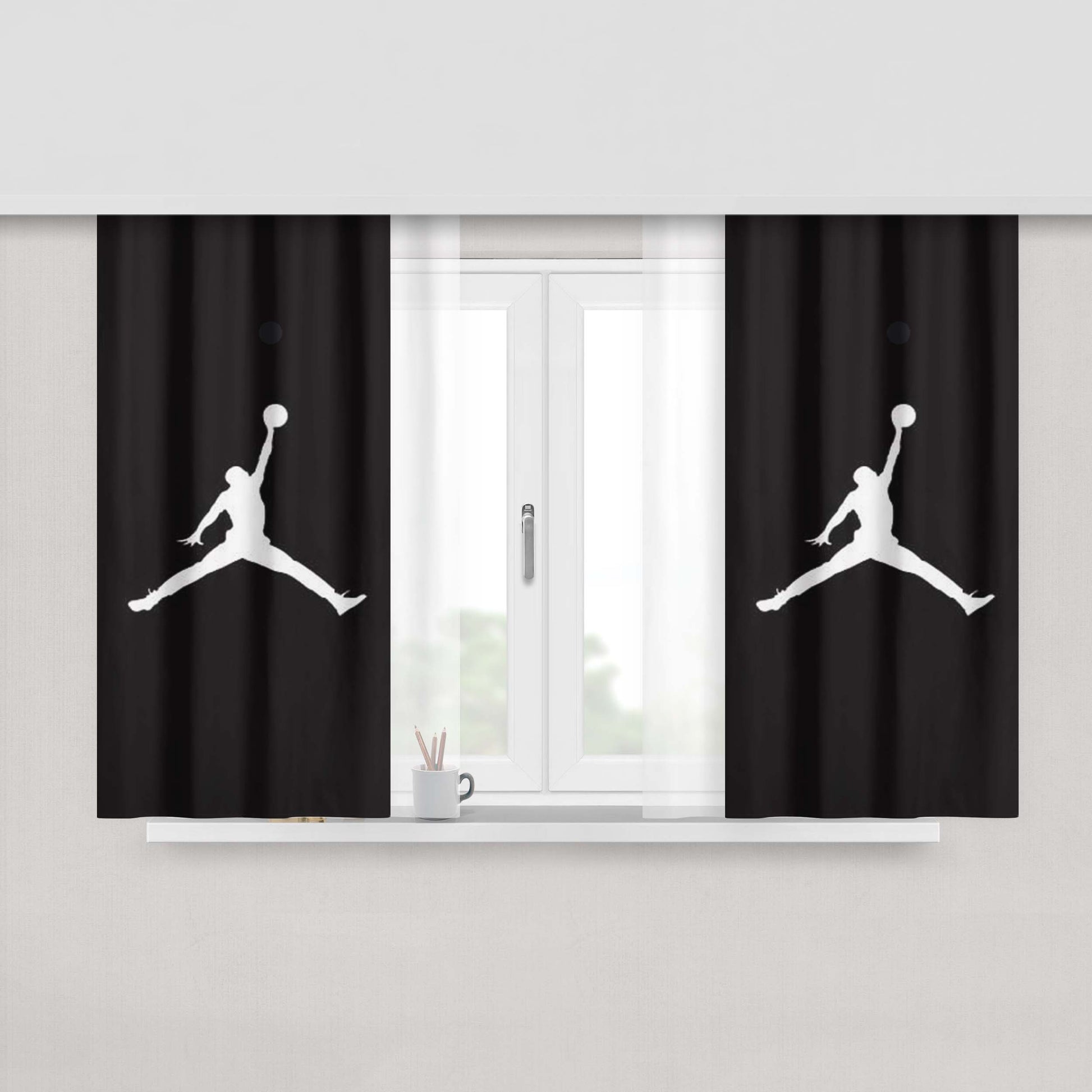 Michael Jordan Bw Logo Peach Skin Window Curtains