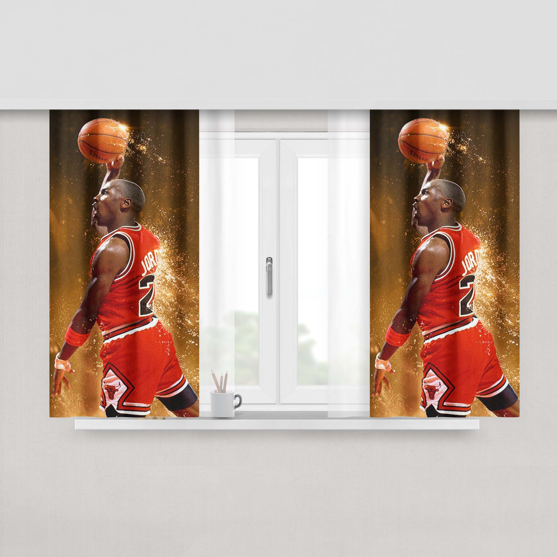Michael Jordan Chicago Bulls Peach Skin Window Curtains