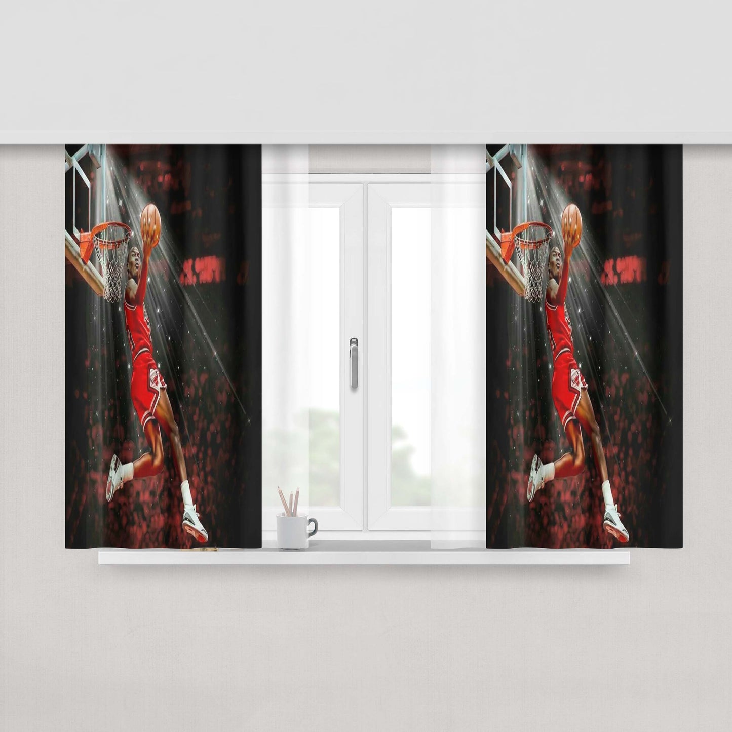 Michael Jordan Slamdunks Peach Skin Window Curtains