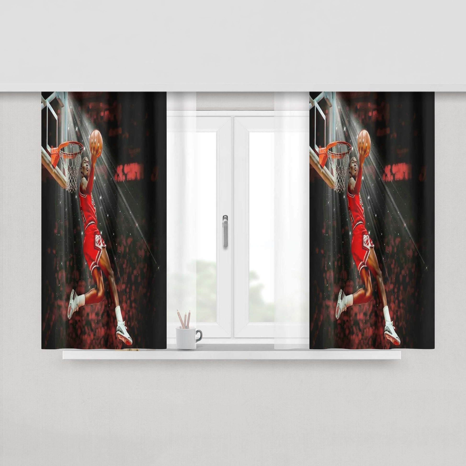 Michael Jordan Slamdunks Peach Skin Window Curtains