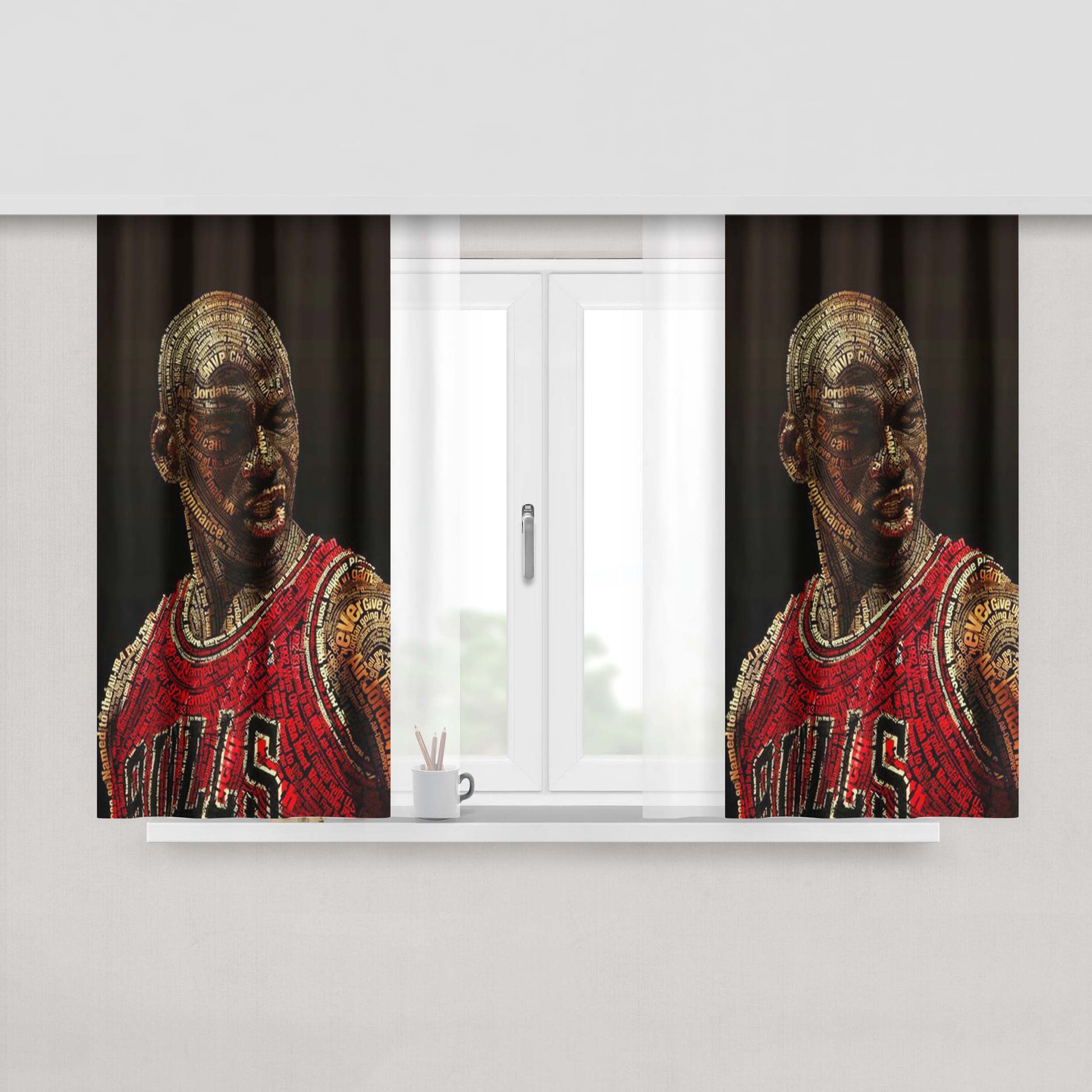 Michael Jordan Typhograpy Peach Skin Window Curtains