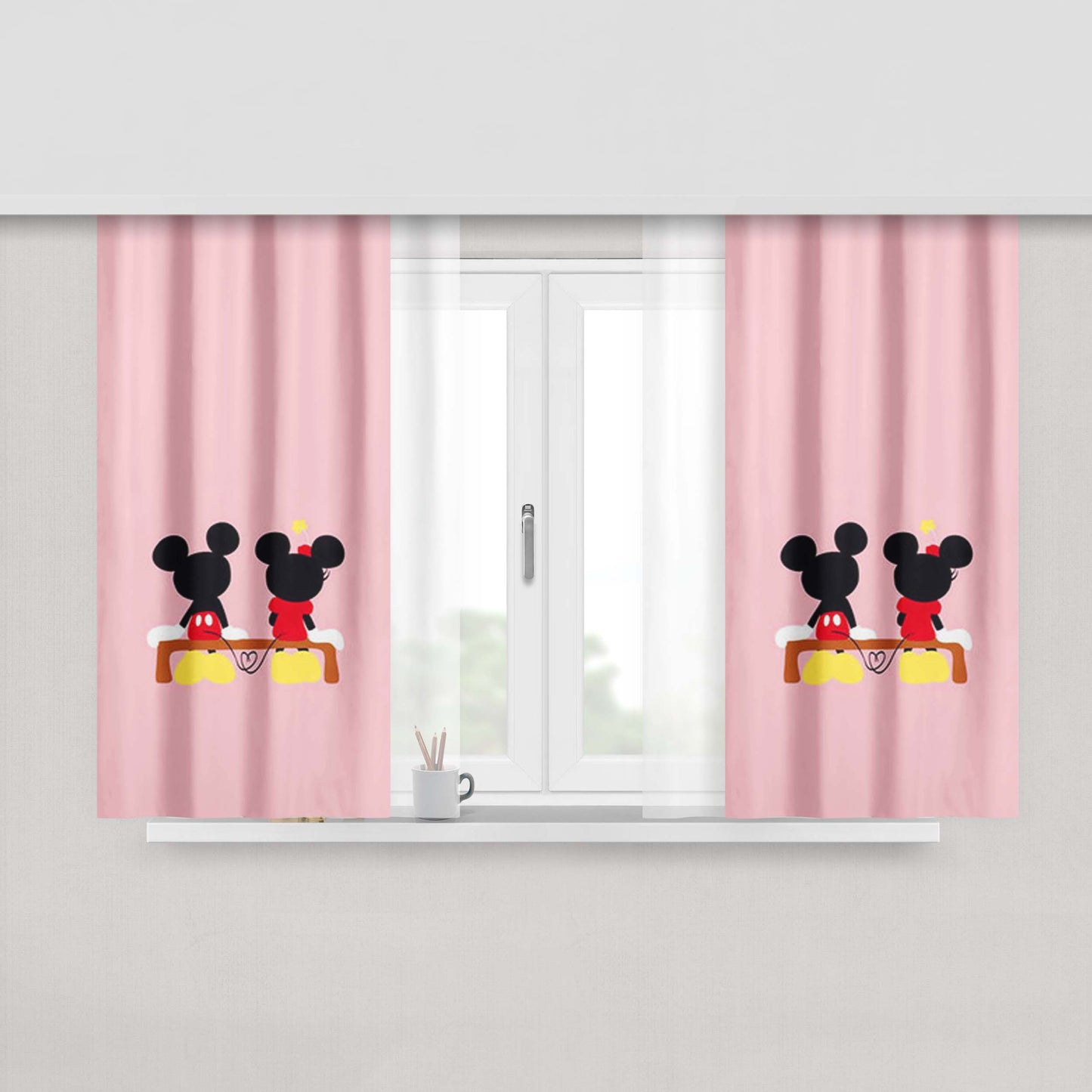 Mickey Minnie Mouse Simple Peach Skin Window Curtains