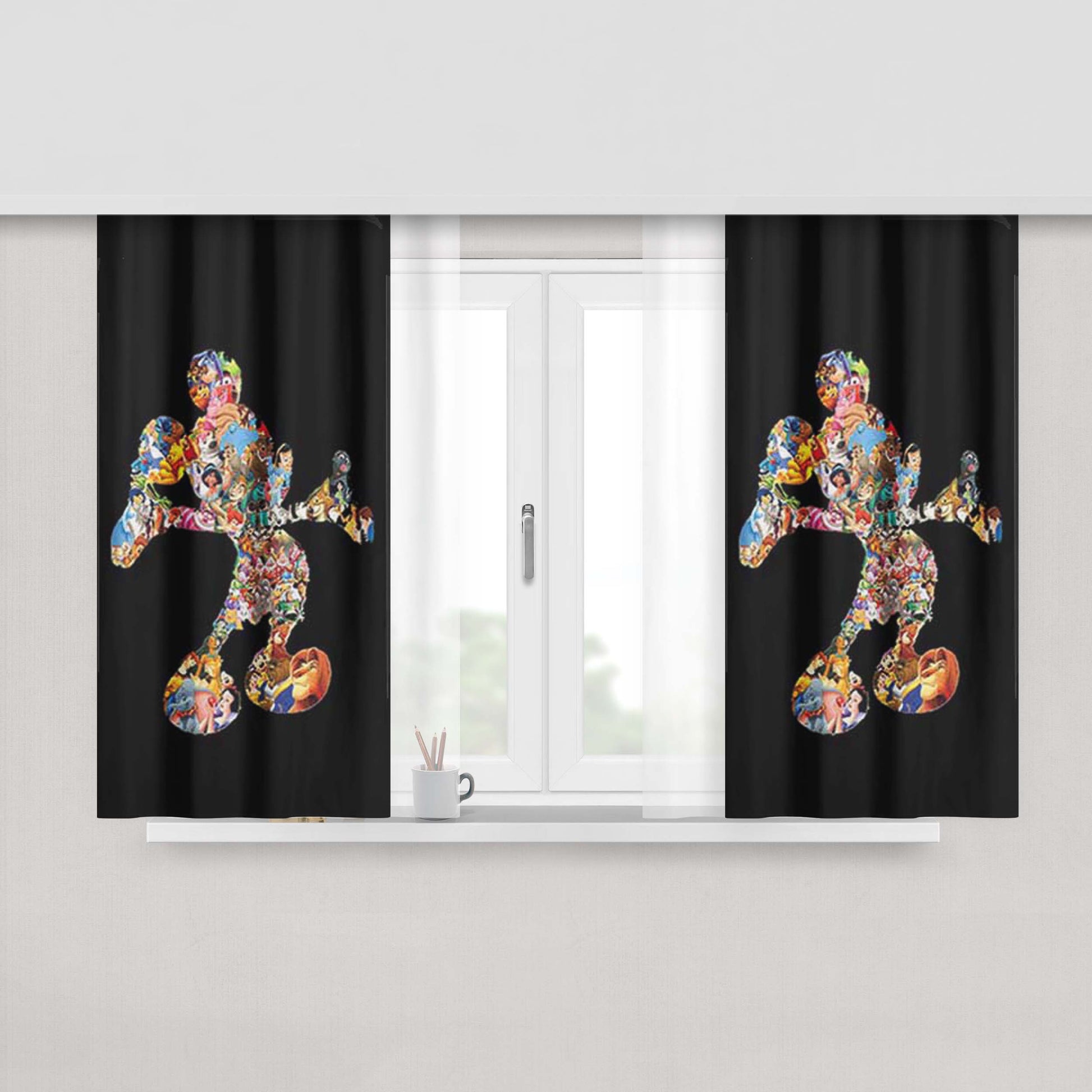 Mickey Mouse Characters Peach Skin Window Curtains