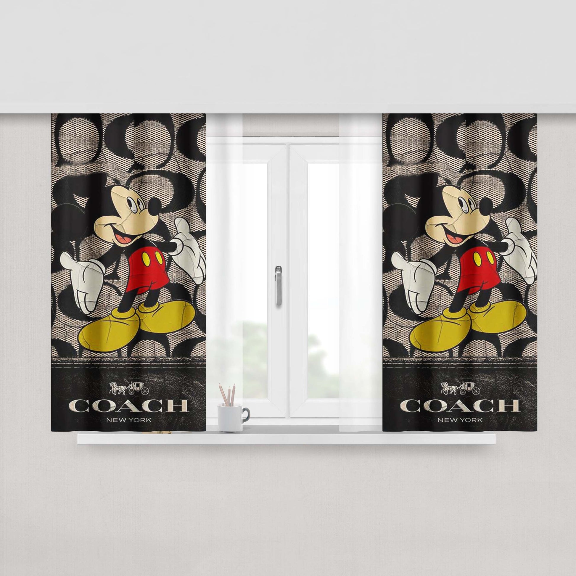 Mickey Mouse Coach New York Peach Skin Window Curtains