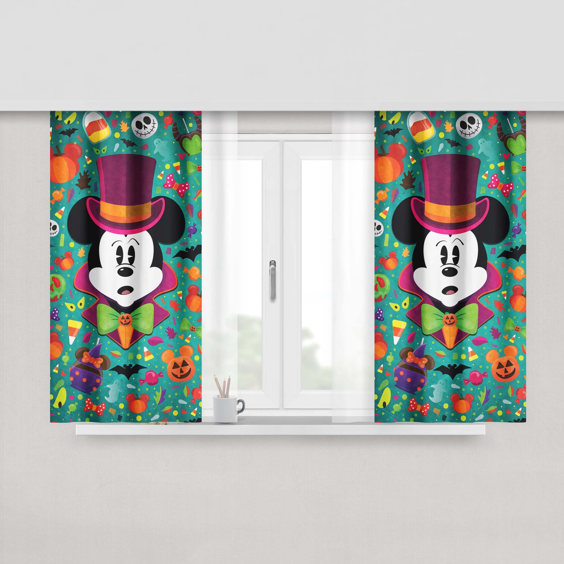 Mickey Mouse Halloween Peach Skin Window Curtains