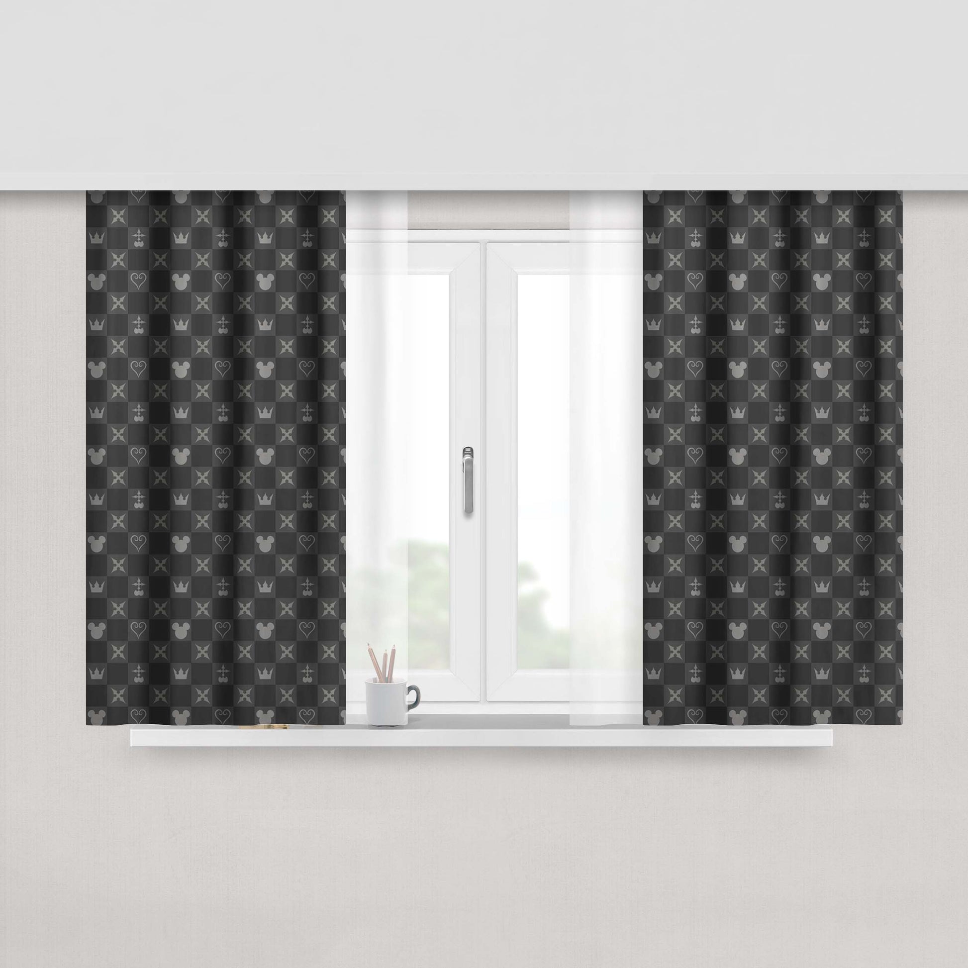 Mickey Mouse Kingdom Hearts Pattern Peach Skin Window Curtains