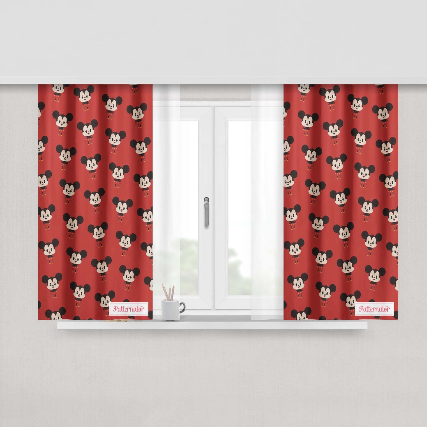 Mickey Mouse Minimalist Pattern Peach Skin Window Curtains