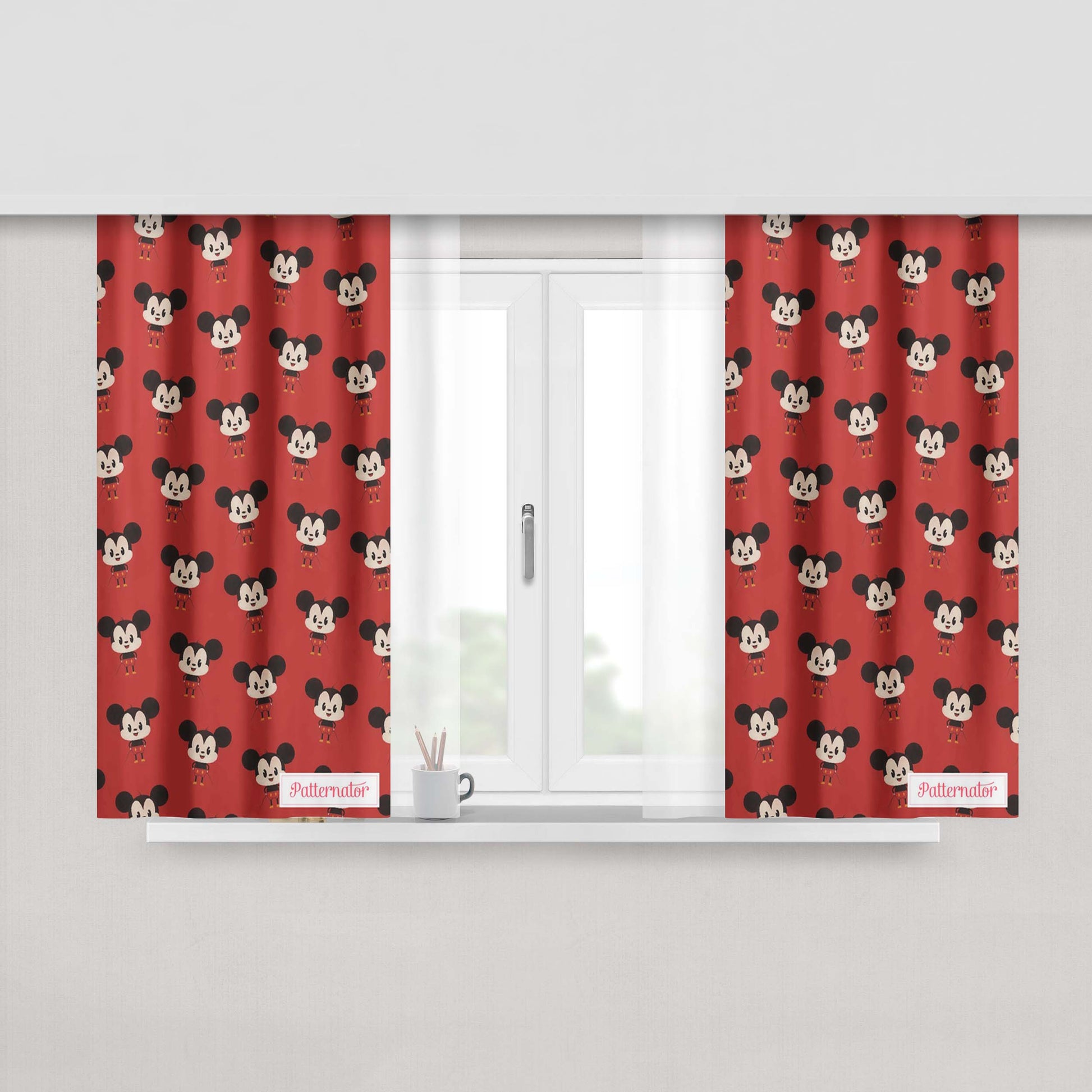 Mickey Mouse Minimalist Pattern Peach Skin Window Curtains