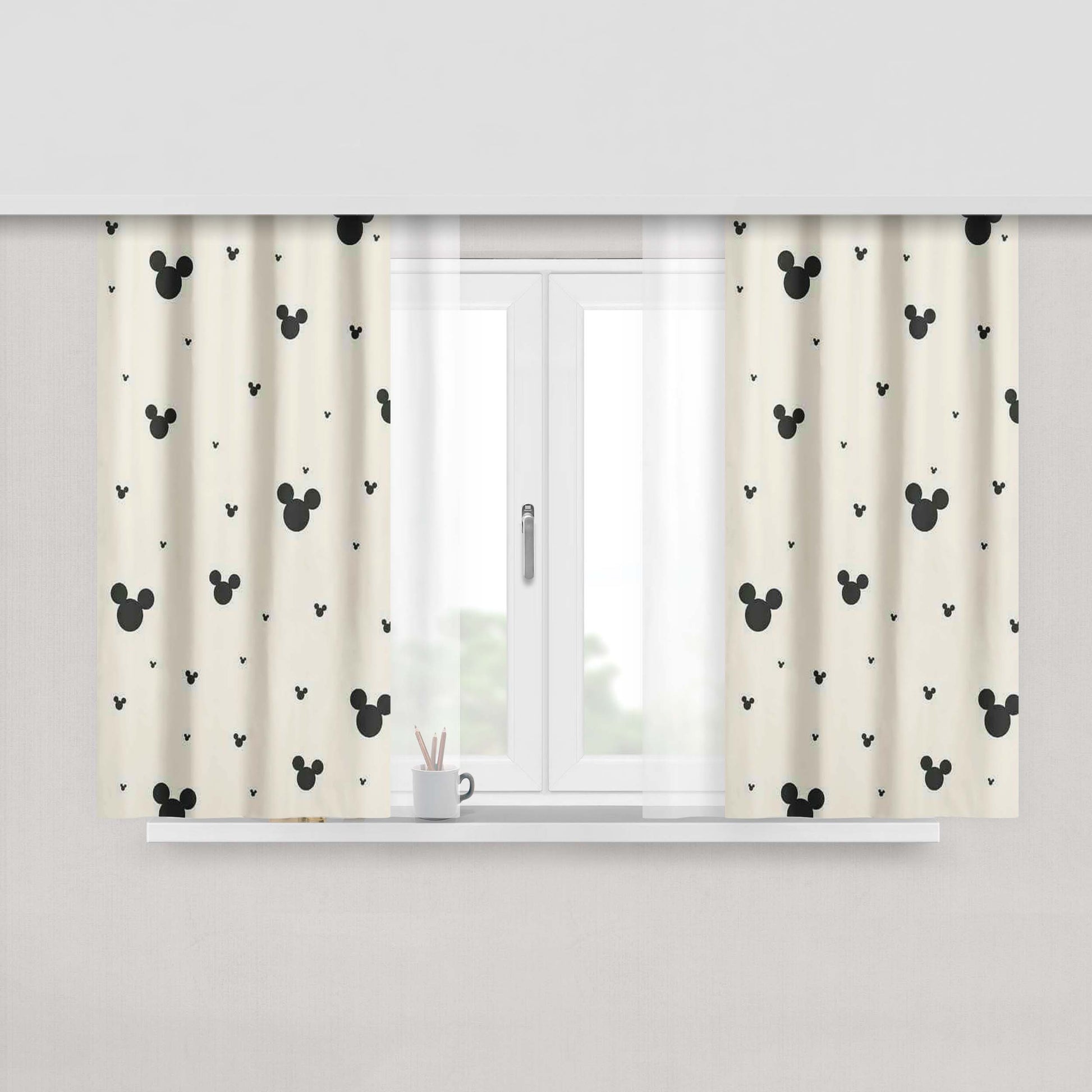 Mickey Mouse Pattern Peach Skin Window Curtains