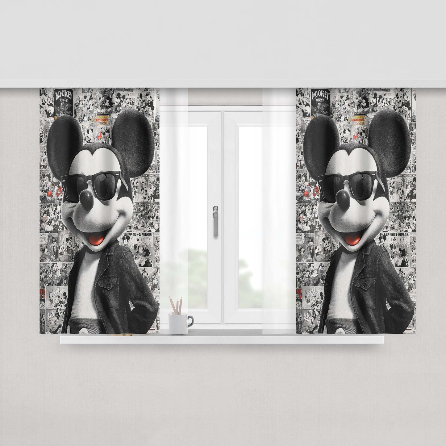 Mickey Mouse Peach Skin Window Curtains