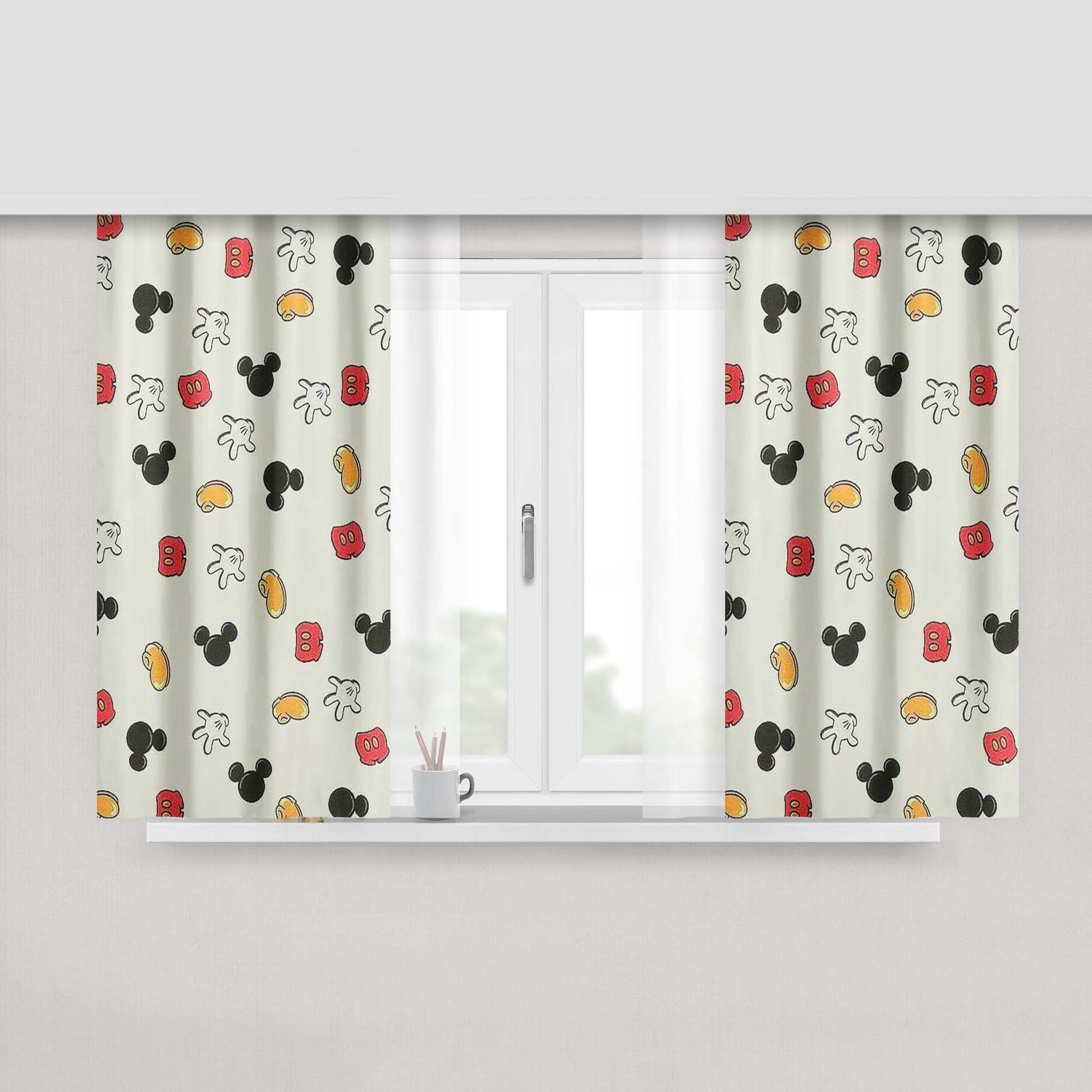 Mickey Pattern Back Case Phone Peach Skin Window Curtains