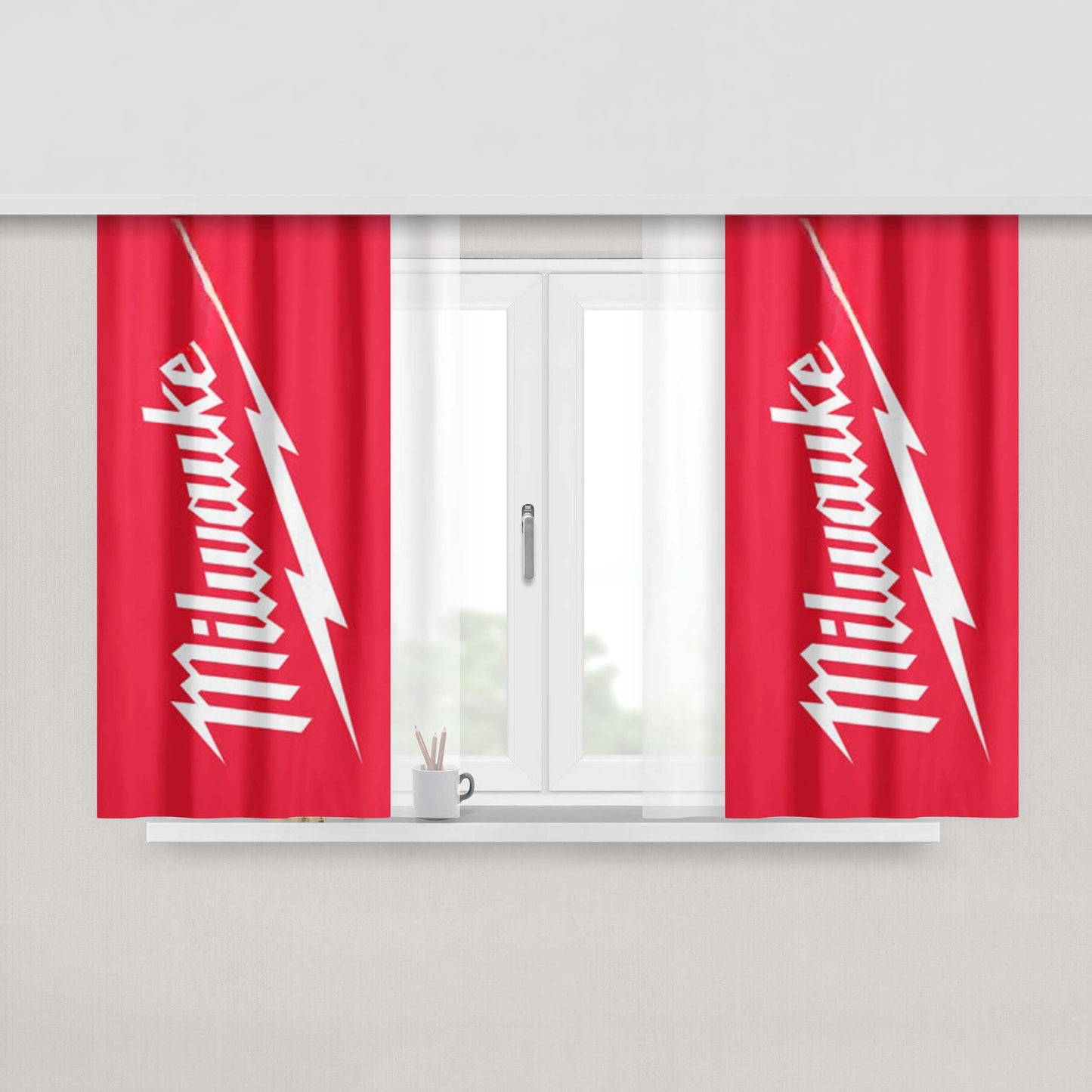 Milwaukee Logo Peach Skin Window Curtains