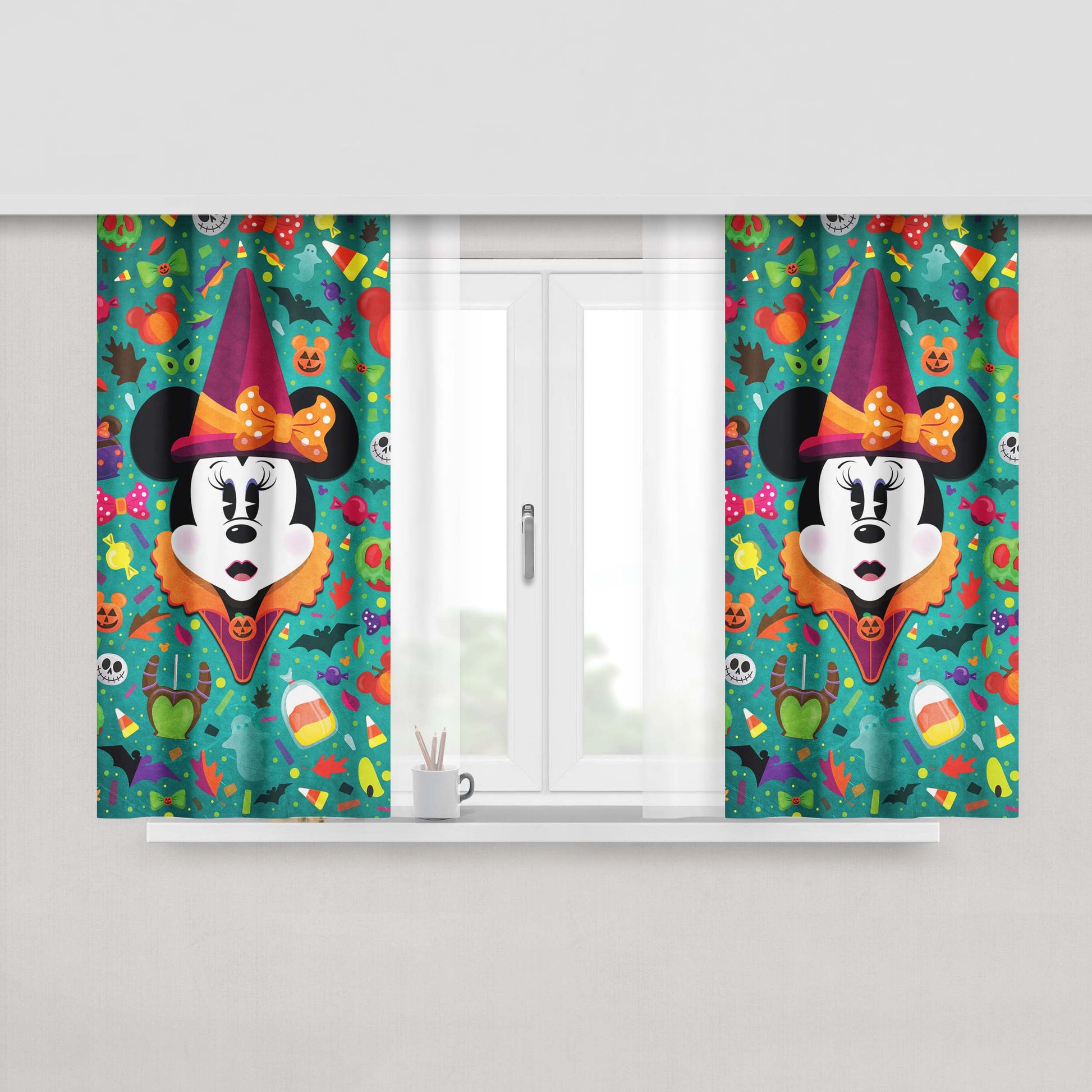 Minnie Mouse Halloween Peach Skin Window Curtains