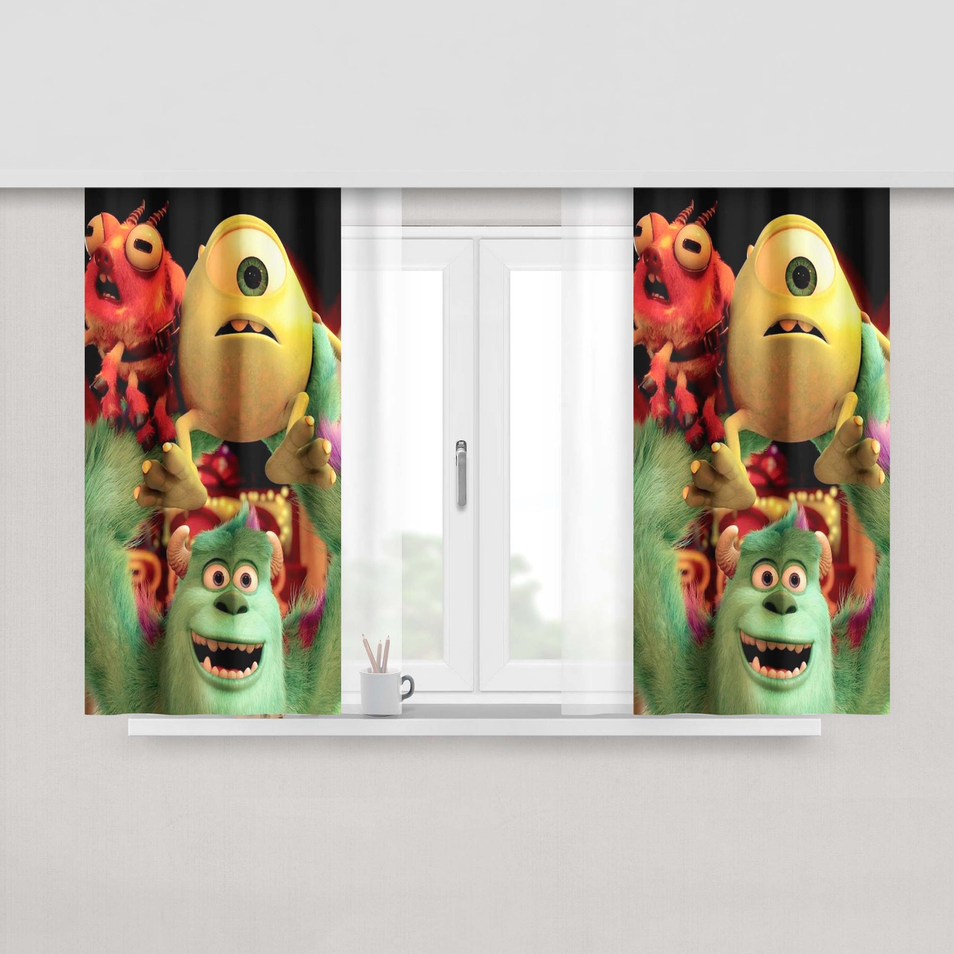 Monster Universal Dolls Christmas Peach Skin Window Curtains