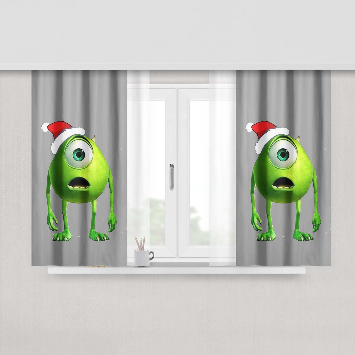 Monster Universe Funny Christmas Peach Skin Window Curtains