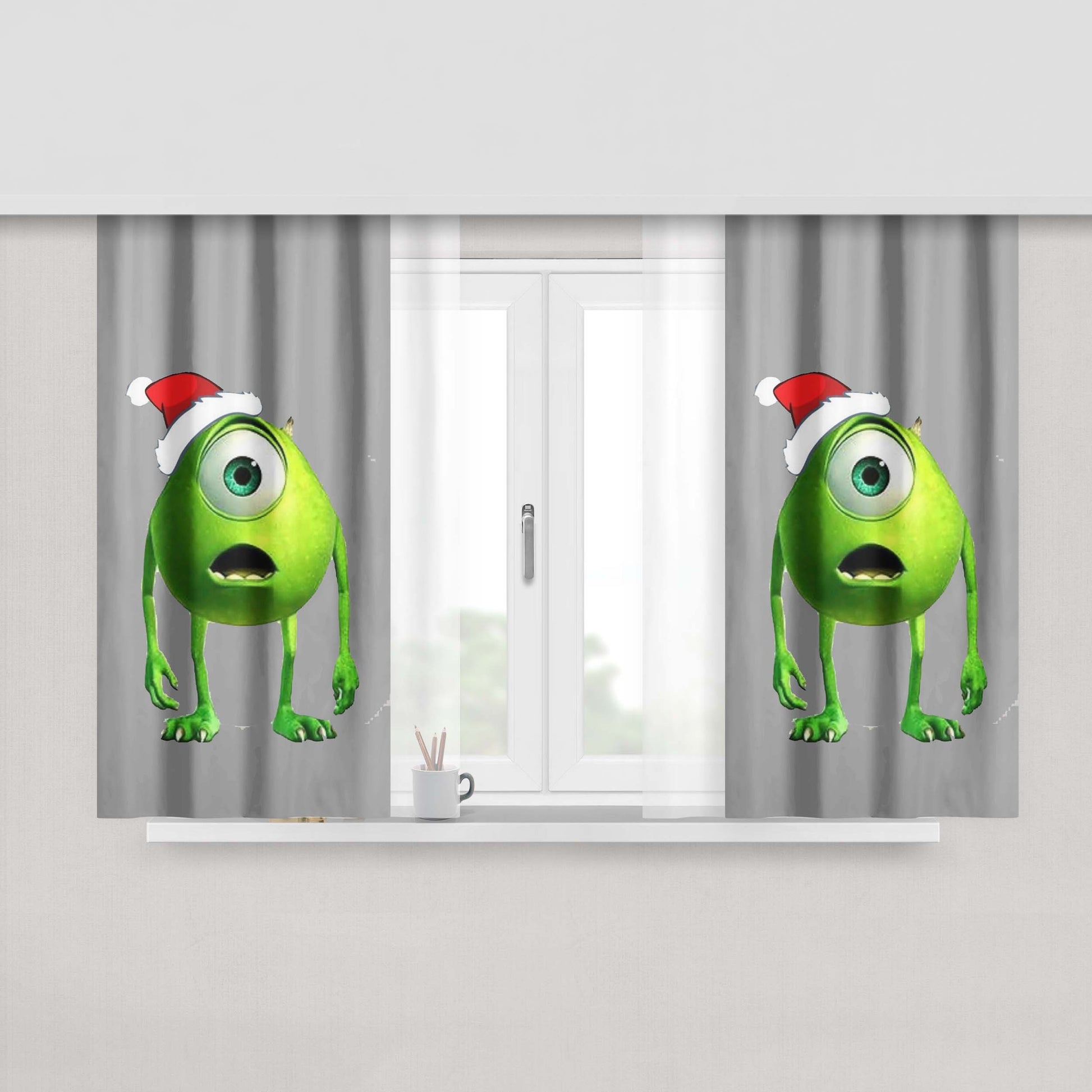 Monster Universe Funny Christmas Peach Skin Window Curtains