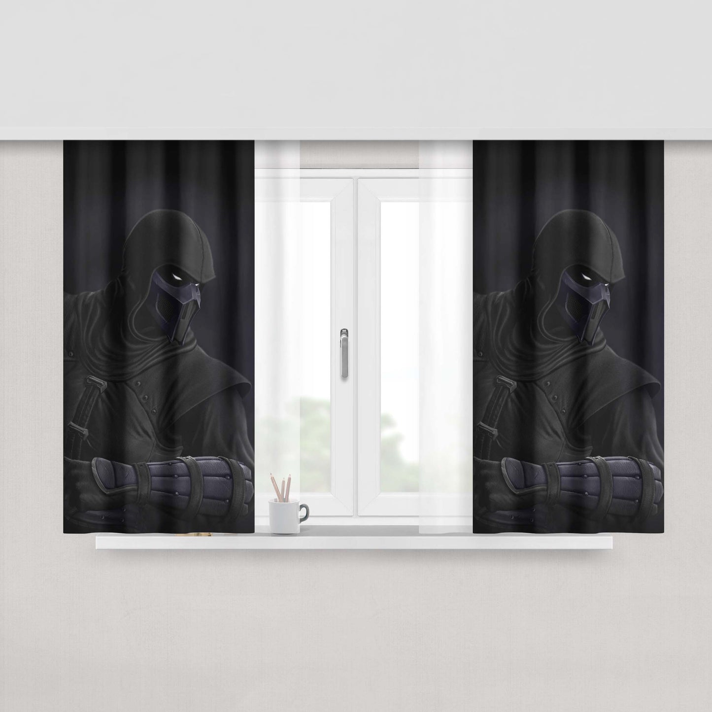 Mortal Kombat Noob Saibot Peach Skin Window Curtains
