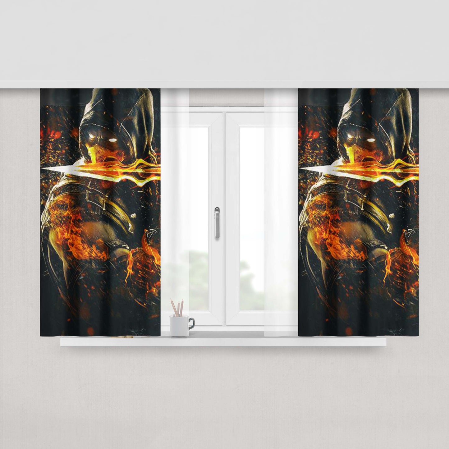 Mortal Kombat X Scorpion Blade Peach Skin Window Curtains