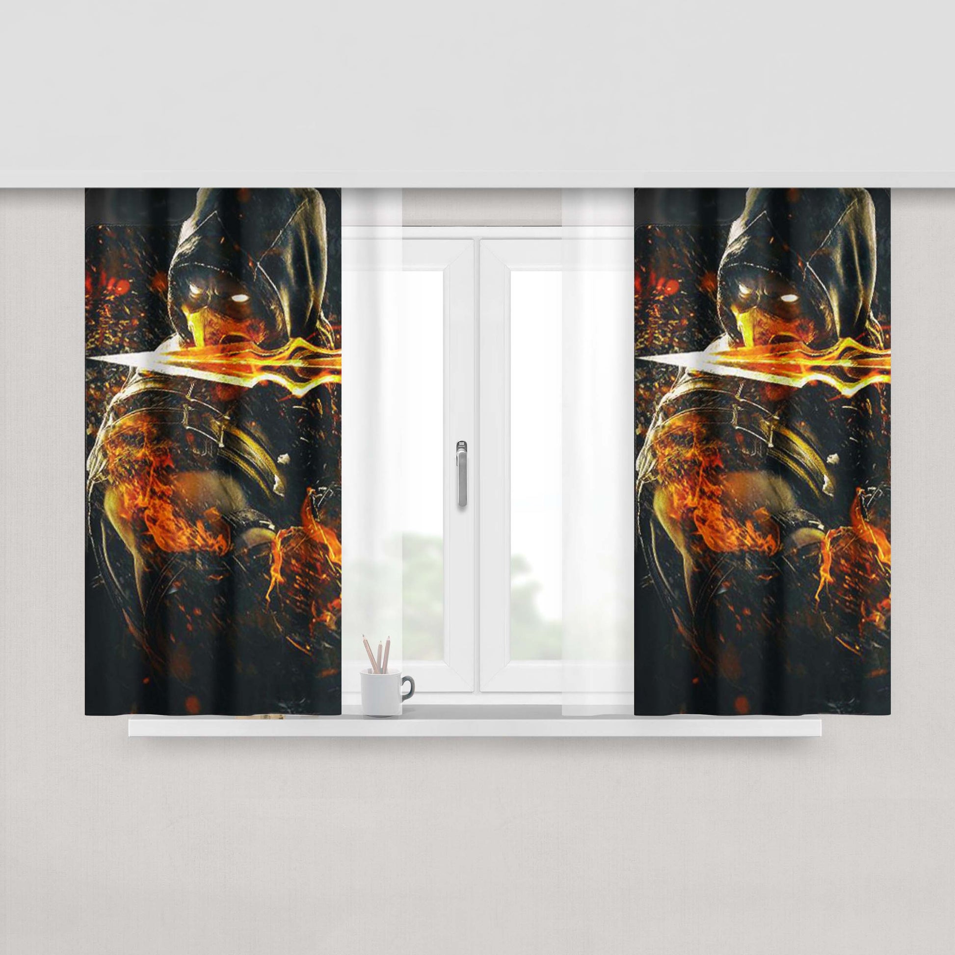 Mortal Kombat X Scorpion Blade Peach Skin Window Curtains