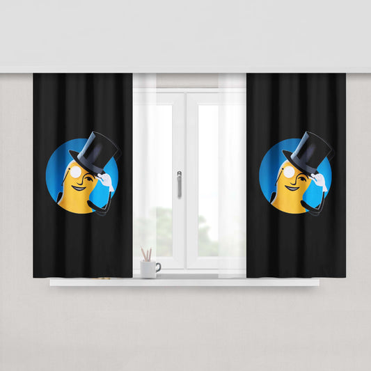 Mr Peanuts Cartoon On Black Peach Skin Window Curtains
