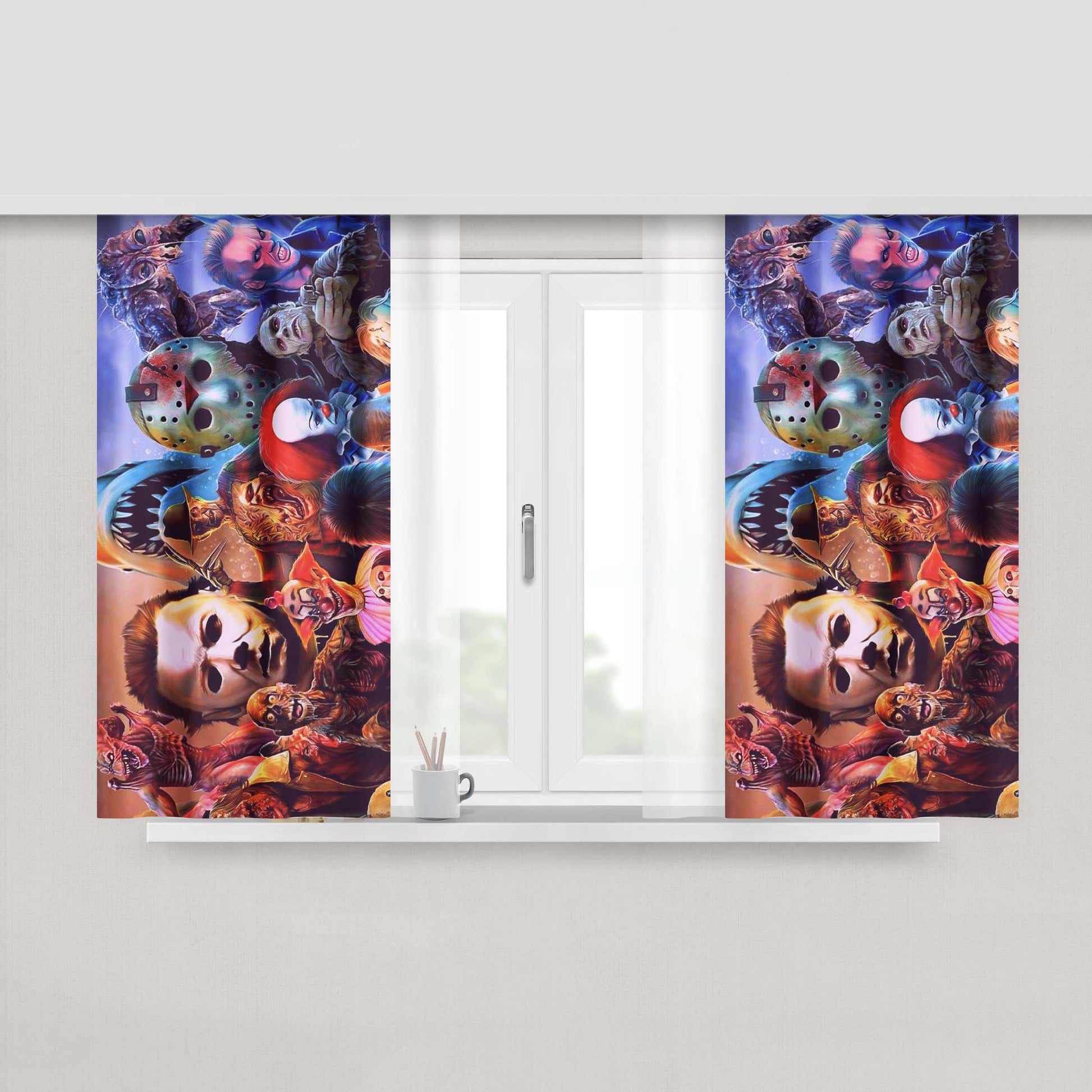 Netflix And Chills 31 Nights Of Halloween Peach Skin Window Curtains