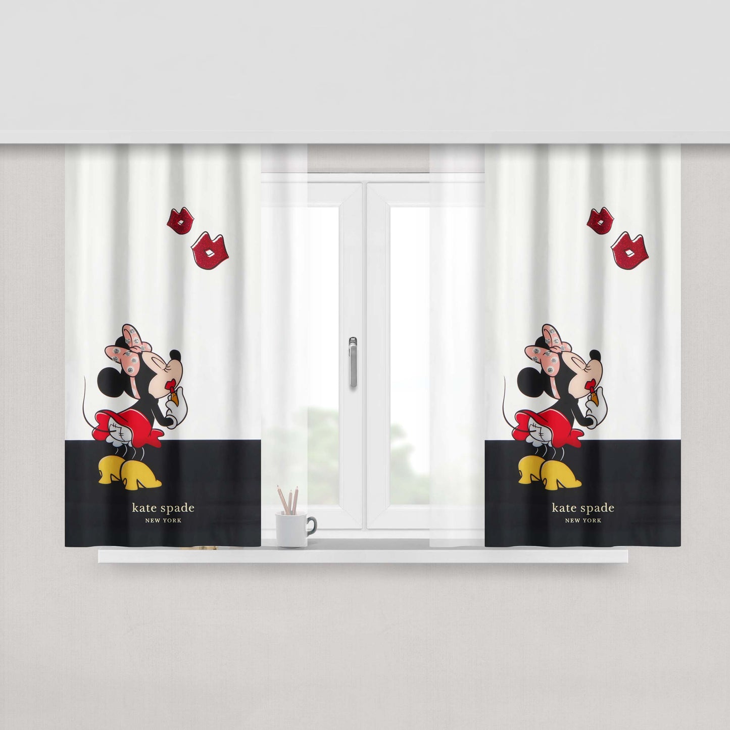 New York Kate Spade X Minnie Mouse Kiss Peach Skin Window Curtains