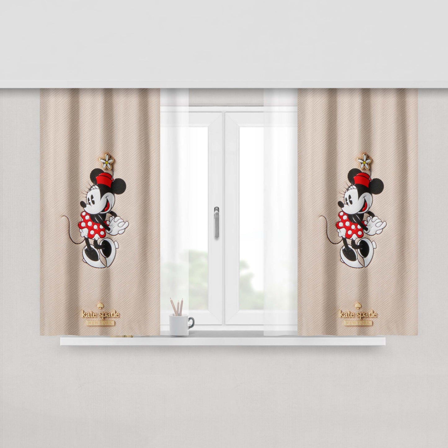 New York Kate Spade X Minnie Mouse Peach Skin Window Curtains