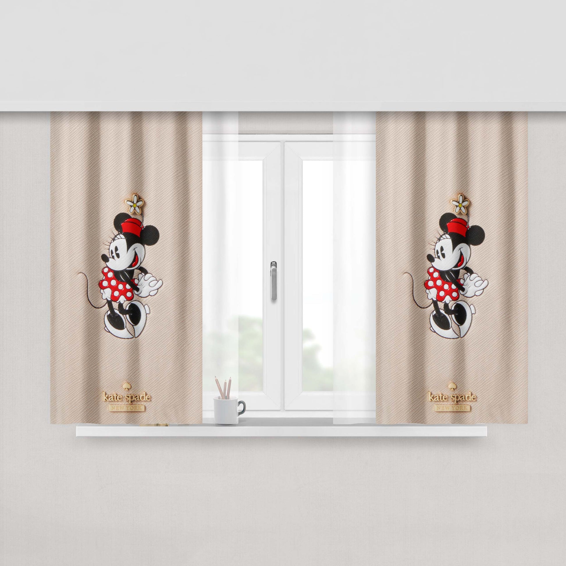 New York Kate Spade X Minnie Mouse Peach Skin Window Curtains