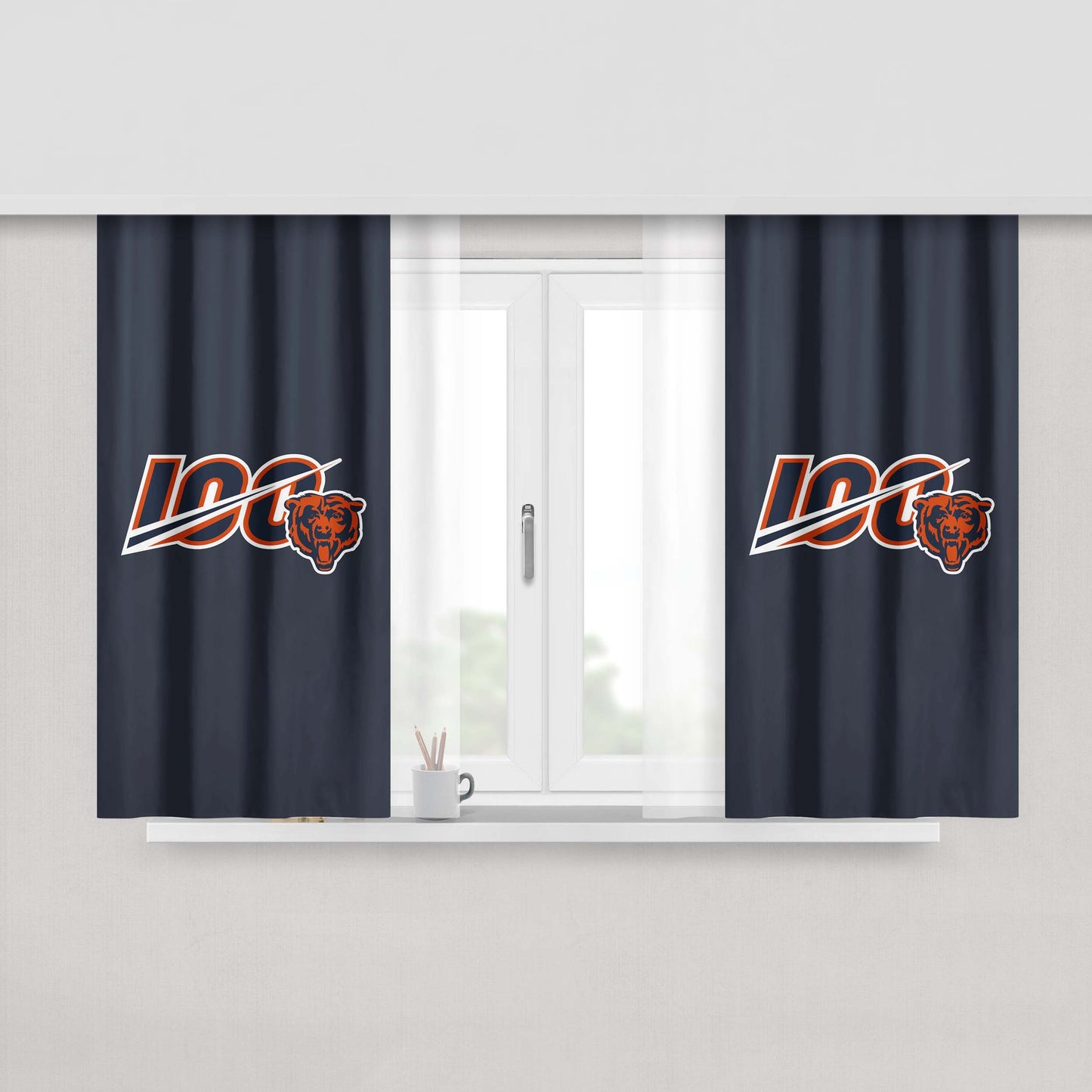 Nfl 100Th Chicago Bears Wallpapers Peach Skin Window Curtains