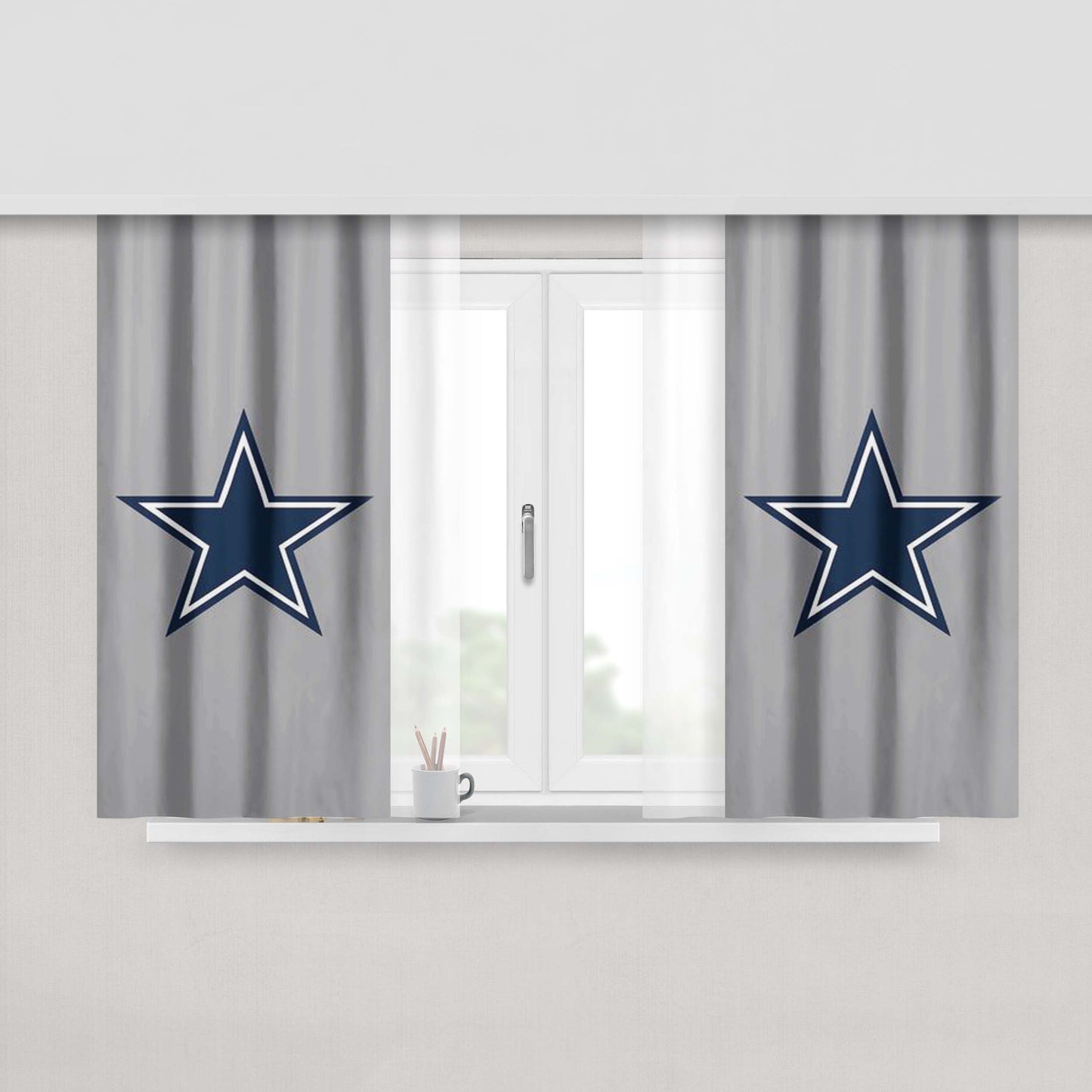 Nfl Dallas Cowboys Logo Peach Skin Window Curtains