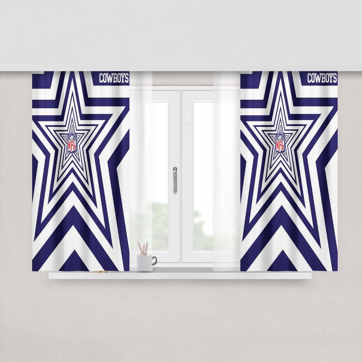 Nfl Dallas Cowboys Star Peach Skin Window Curtains