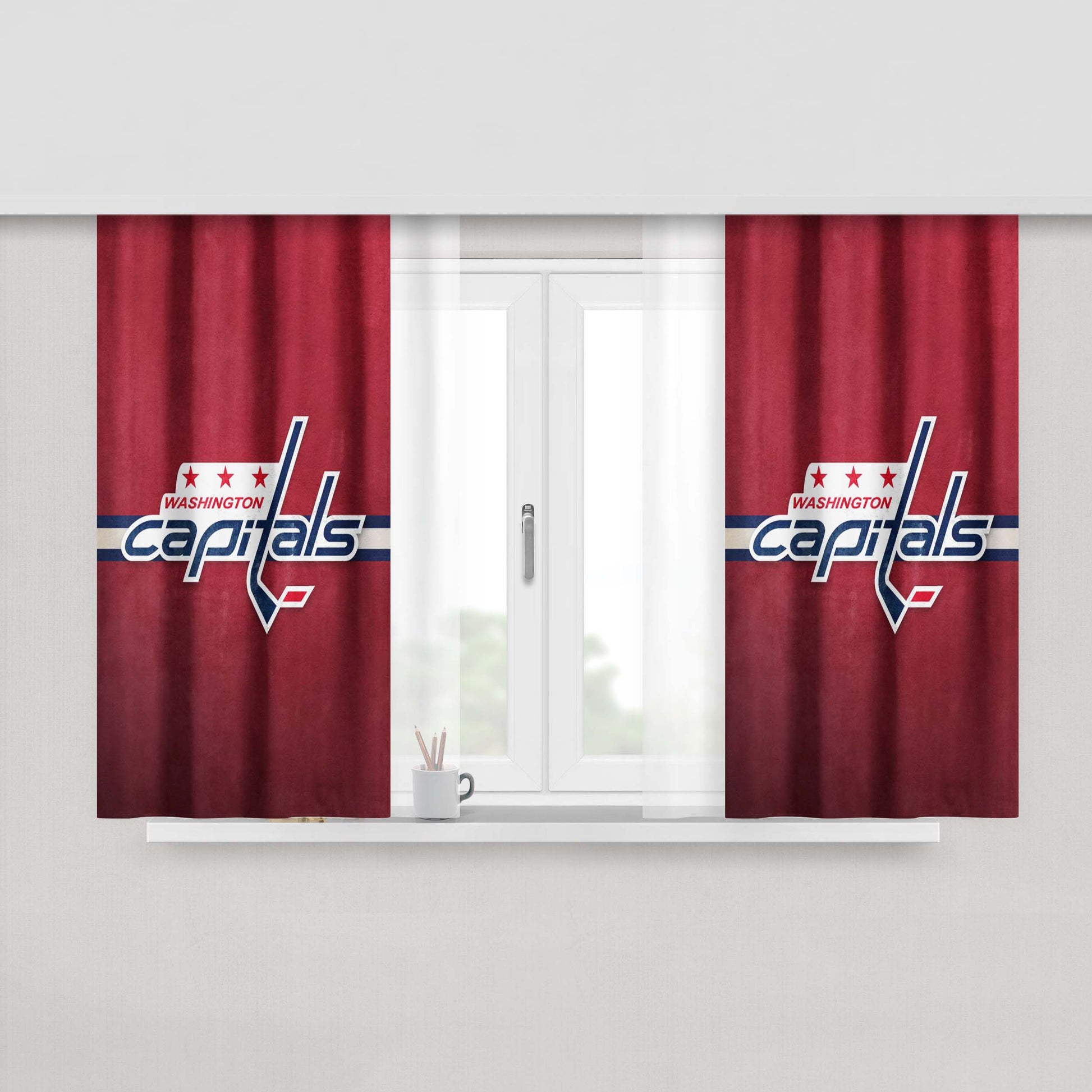 Nhl Washington Capitals Sport Logo 2 Peach Skin Window Curtains