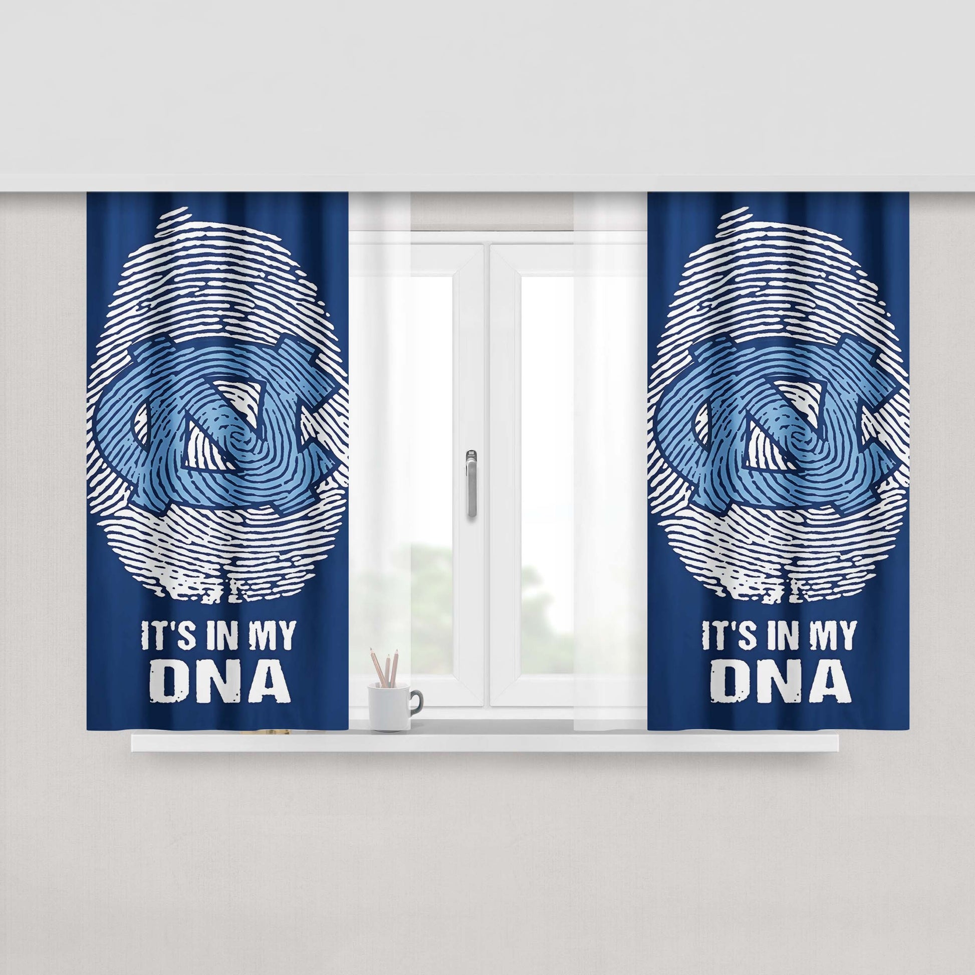 North Carolina Tar Heels It S In My Dna Peach Skin Window Curtains