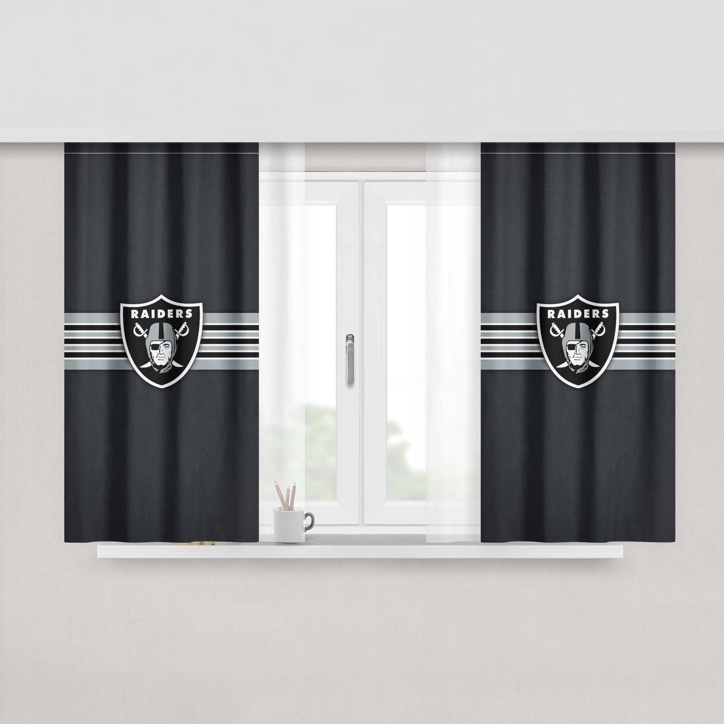 Oakland Raiders Vintage Stripe Peach Skin Window Curtains