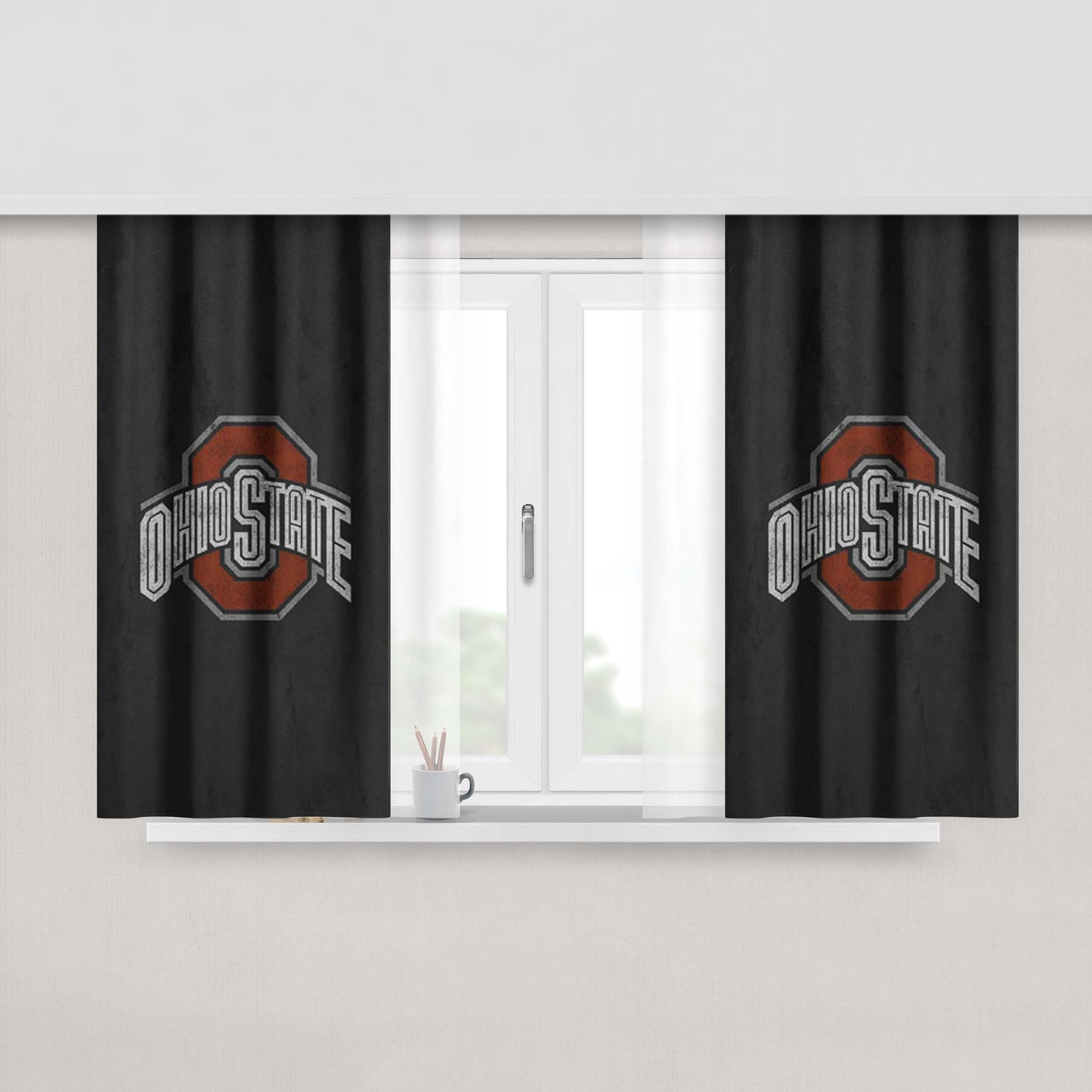 Ohio State Art Peach Skin Window Curtains