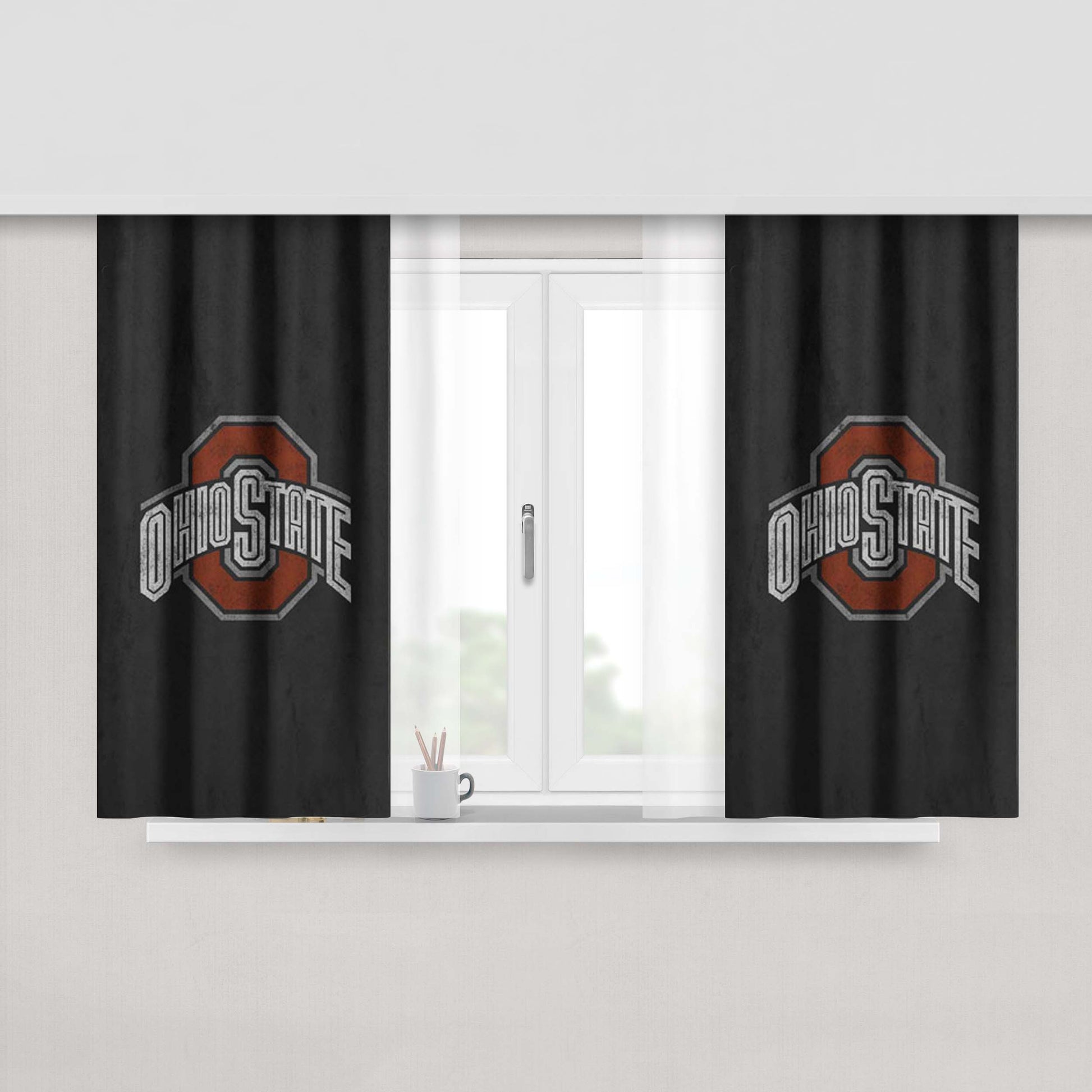 Ohio State Art Peach Skin Window Curtains
