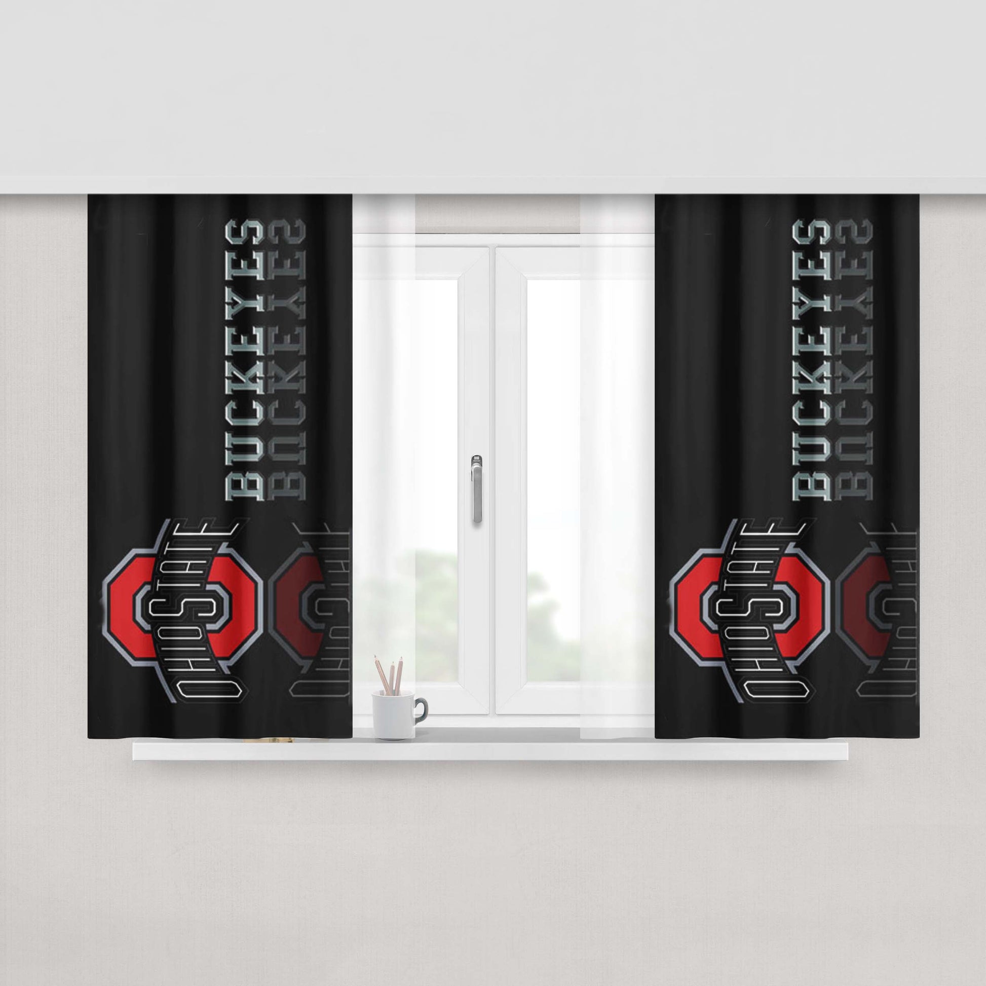 Ohio State Buckeyes Black Peach Skin Window Curtains